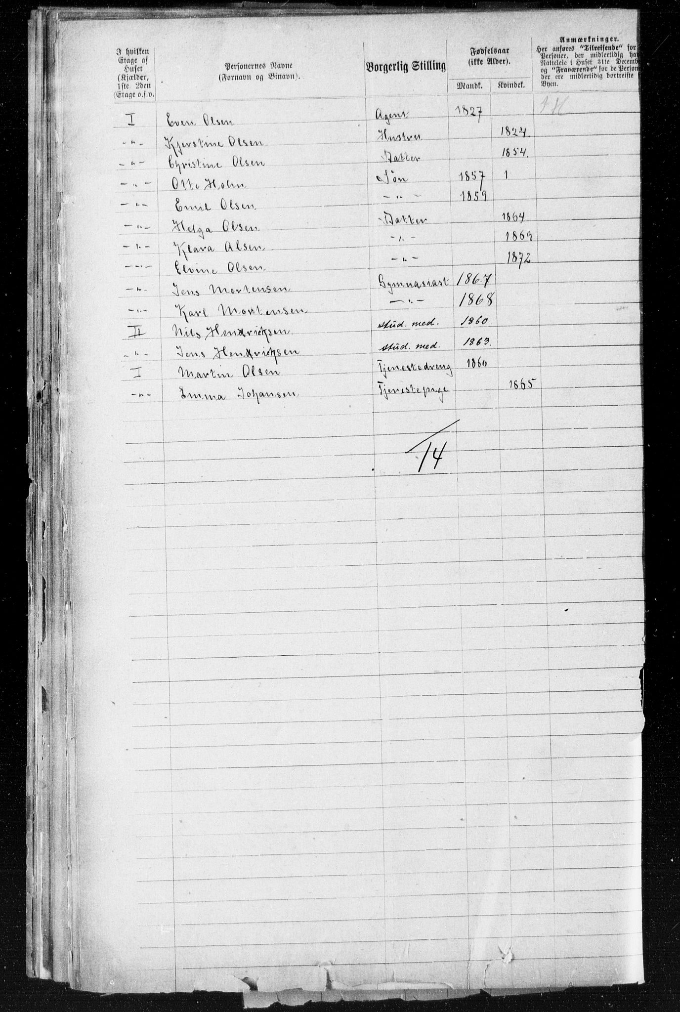 OBA, Municipal Census 1883 for Kristiania, 1883, p. 3468