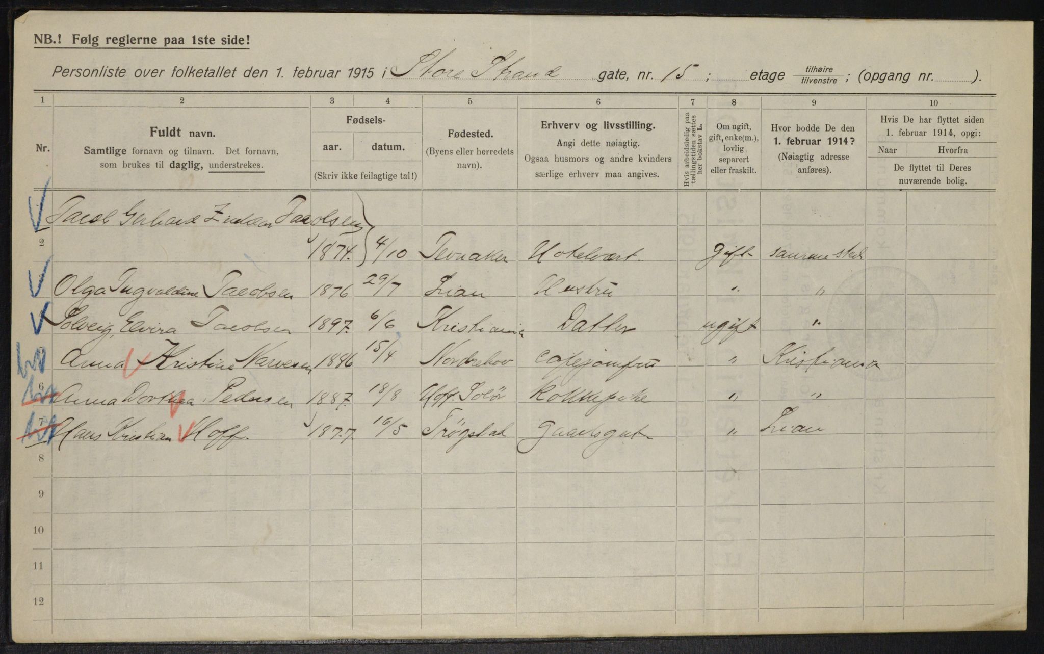 OBA, Municipal Census 1915 for Kristiania, 1915, p. 103014