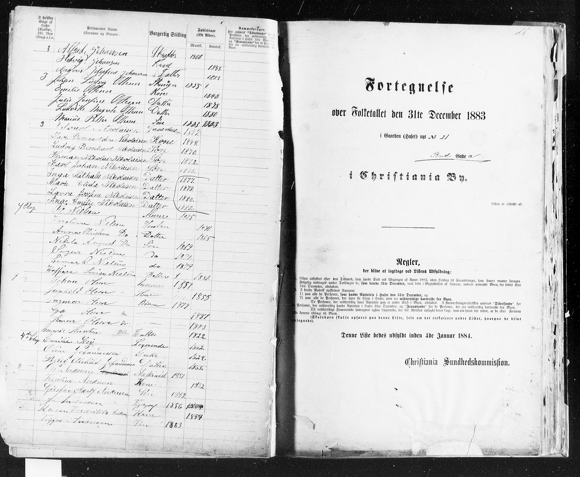 OBA, Municipal Census 1883 for Kristiania, 1883, p. 482