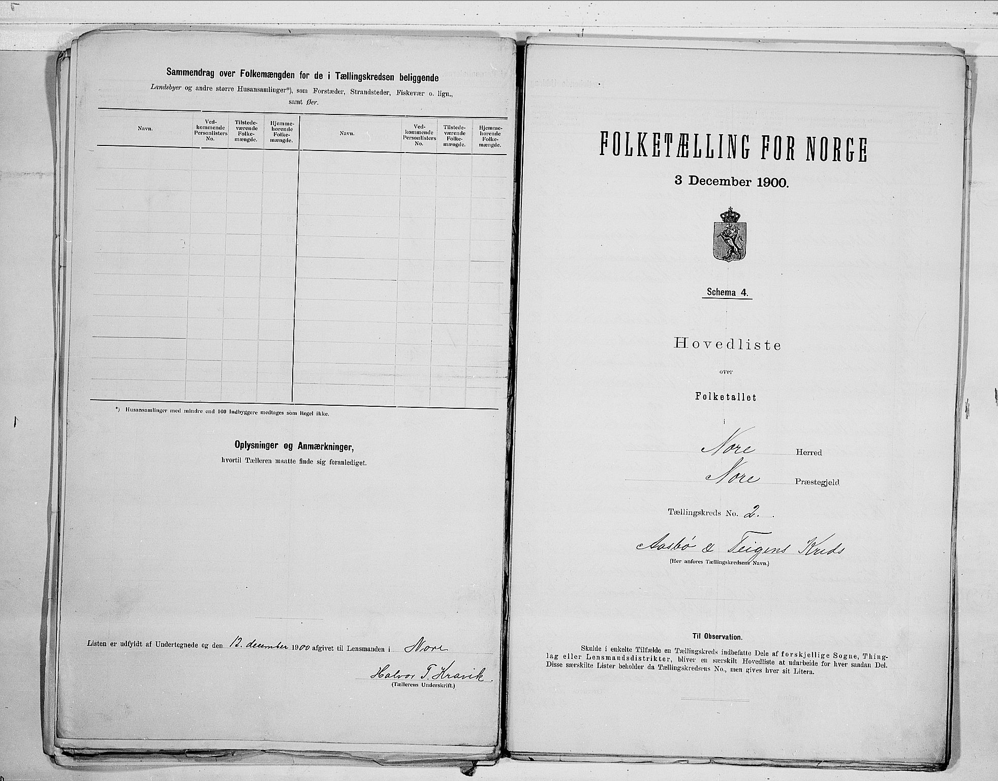 RA, 1900 census for Nore, 1900, p. 6