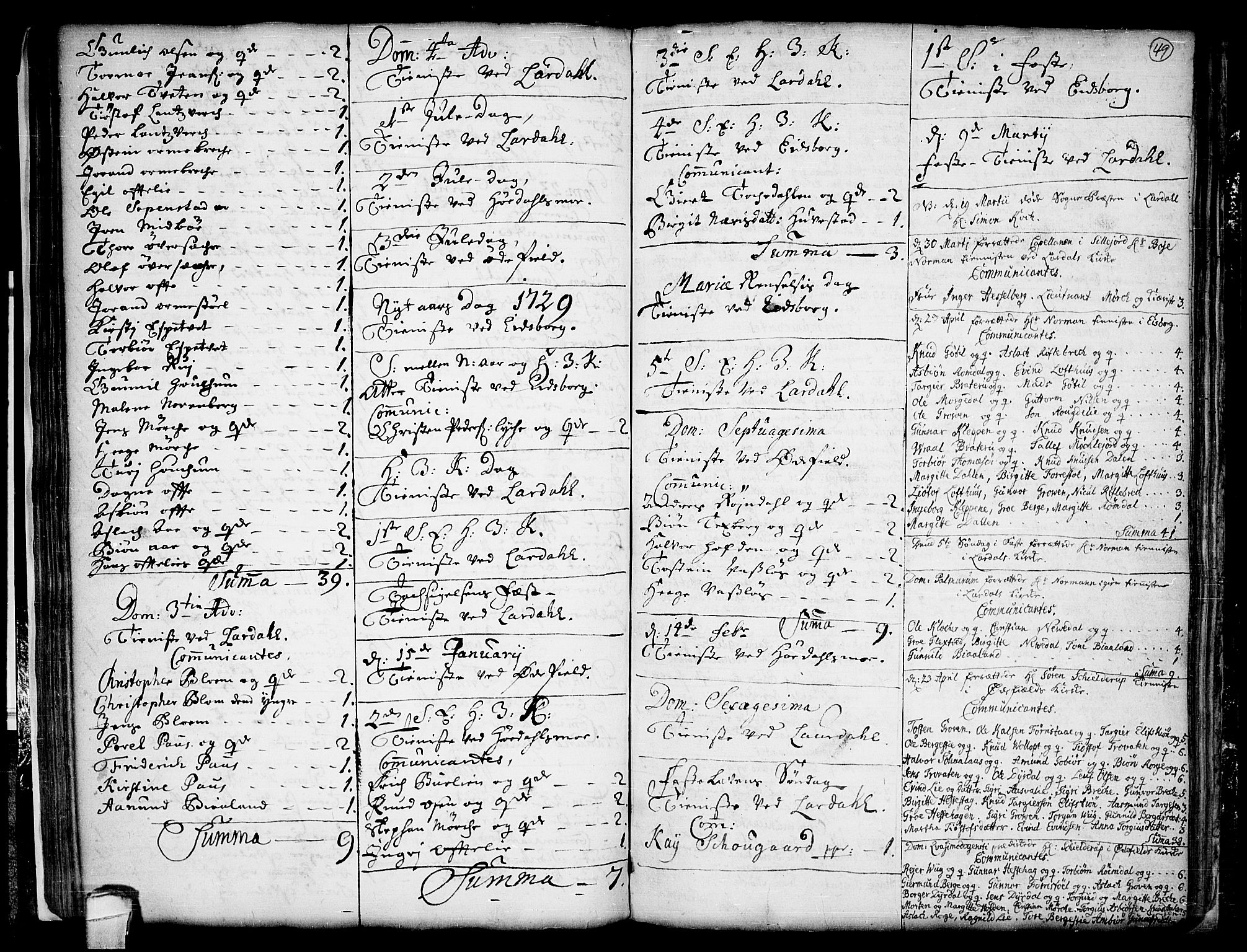 Lårdal kirkebøker, AV/SAKO-A-284/F/Fa/L0001: Parish register (official) no. I 1, 1721-1734, p. 49