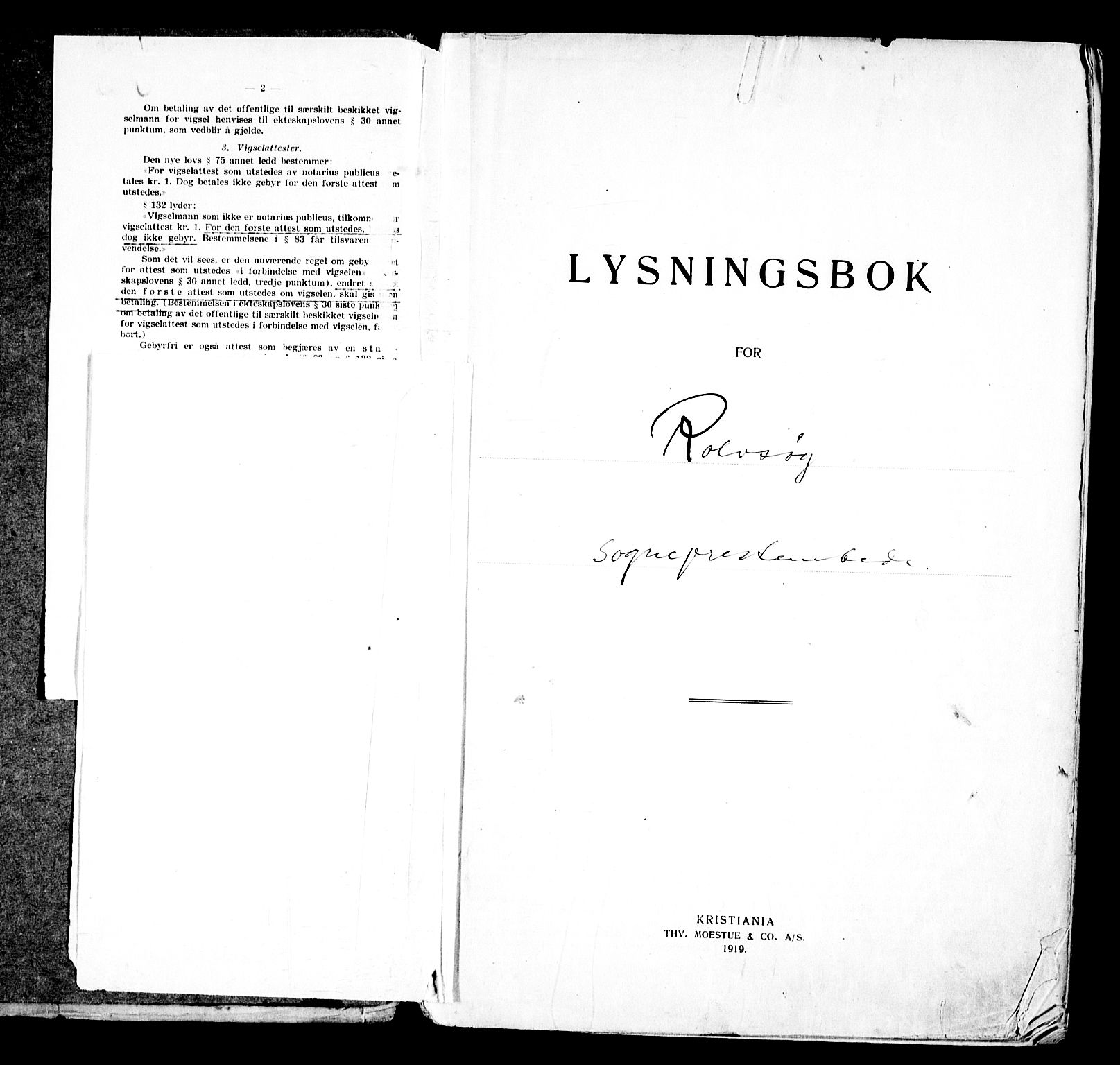 Rolvsøy prestekontor Kirkebøker, AV/SAO-A-2004/H/Ha/L0001: Banns register no. 1, 1919-1962