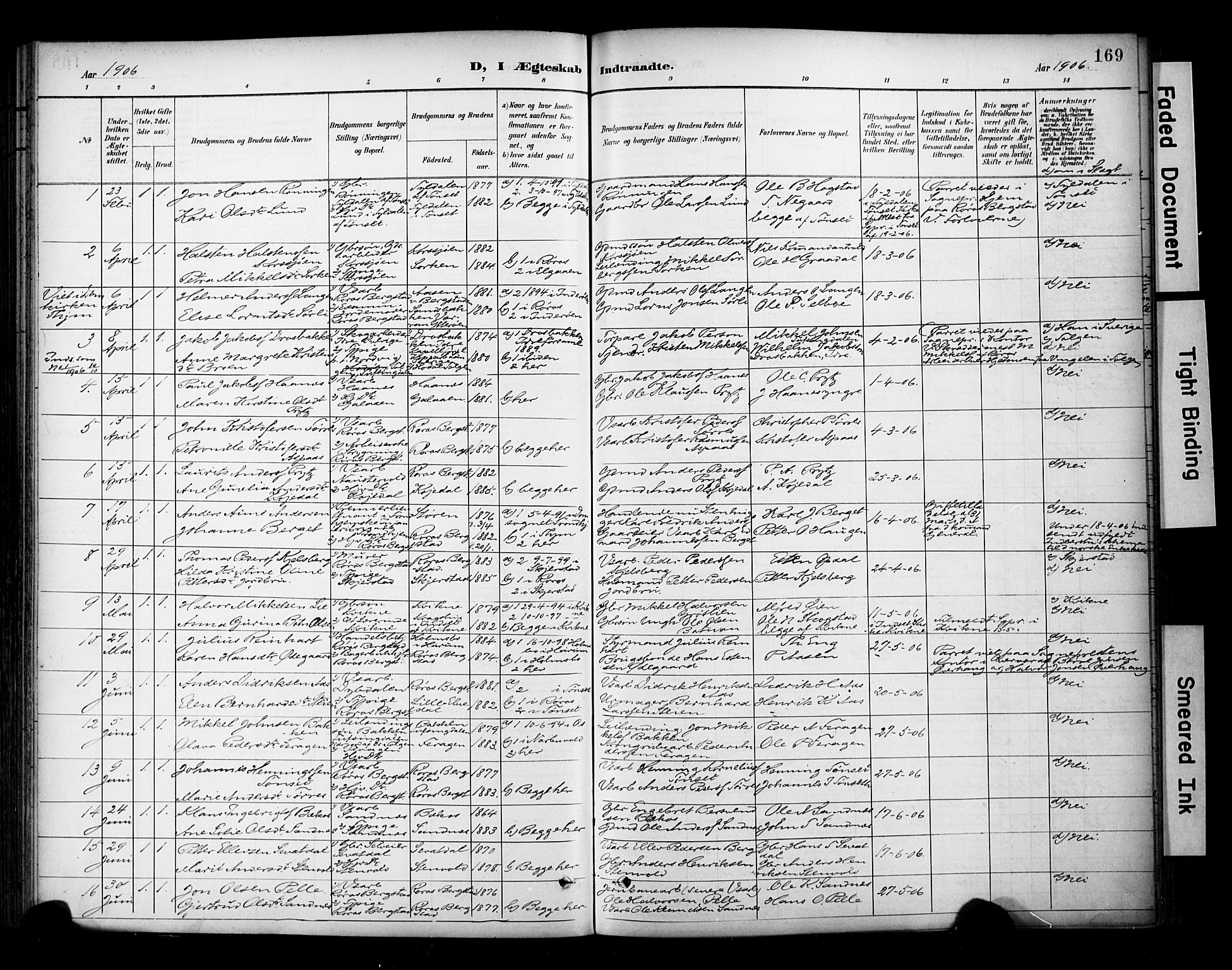 Ministerialprotokoller, klokkerbøker og fødselsregistre - Sør-Trøndelag, SAT/A-1456/681/L0936: Parish register (official) no. 681A14, 1899-1908, p. 169