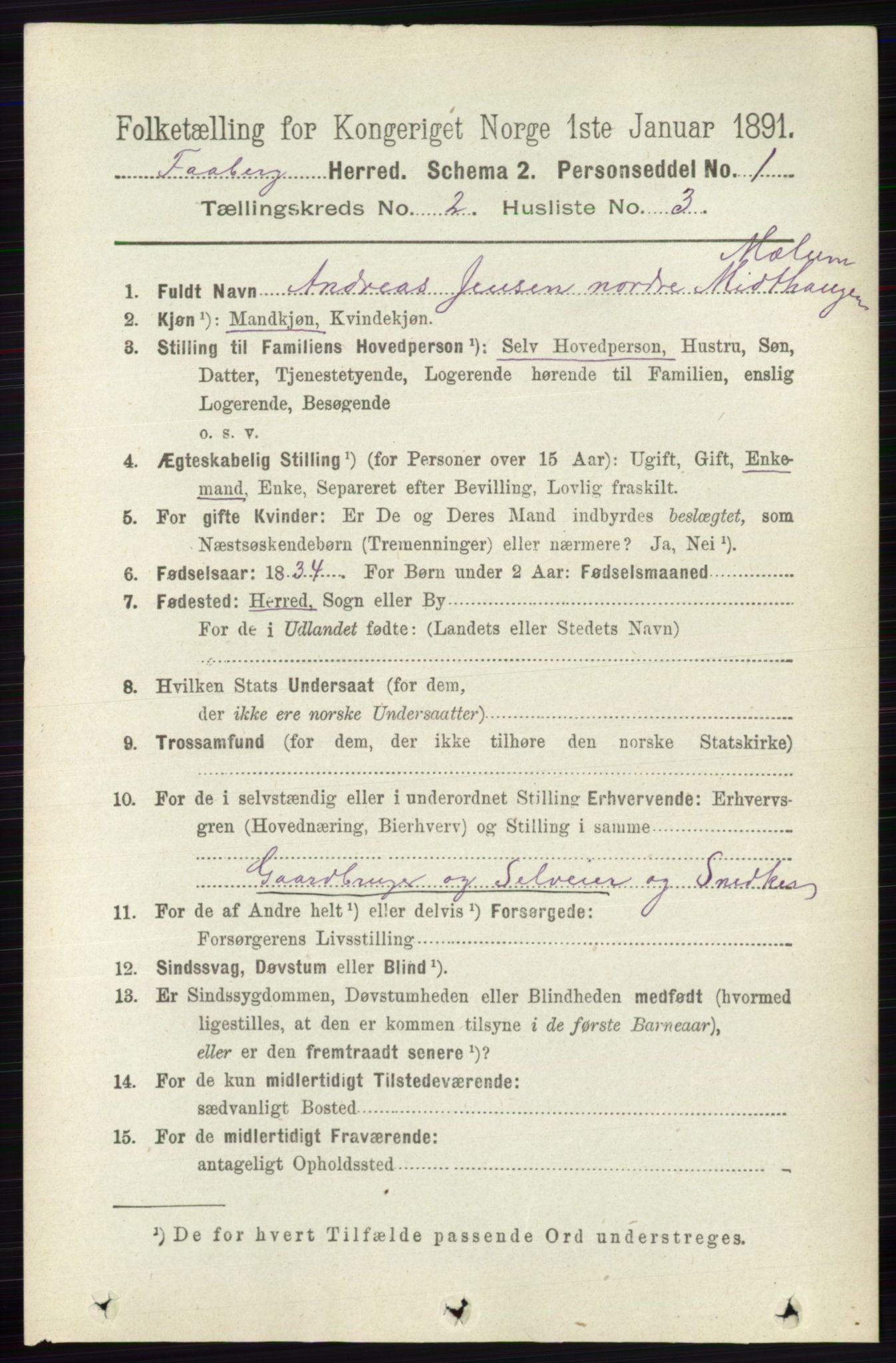 RA, 1891 census for 0524 Fåberg, 1891, p. 608