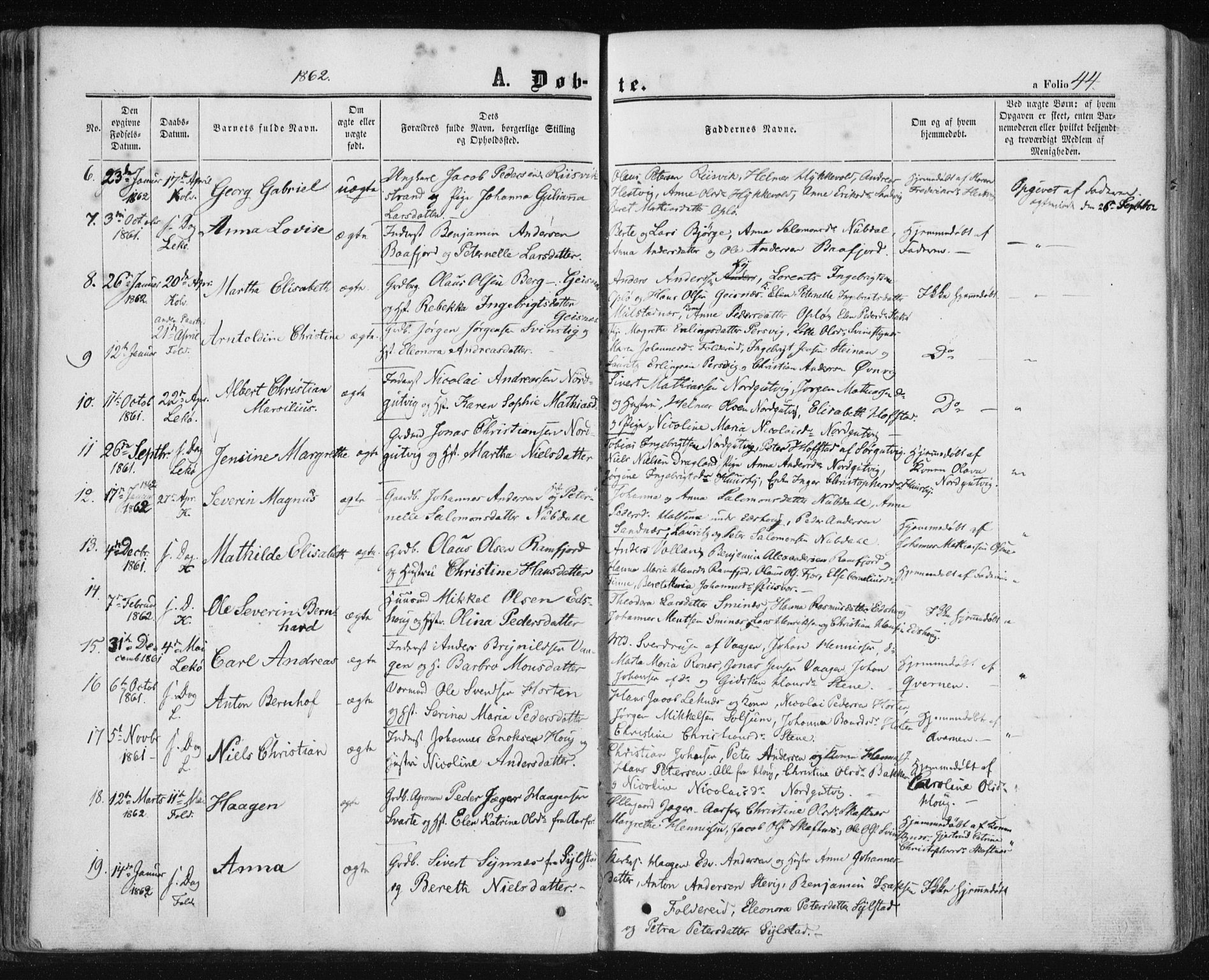 Ministerialprotokoller, klokkerbøker og fødselsregistre - Nord-Trøndelag, SAT/A-1458/780/L0641: Parish register (official) no. 780A06, 1857-1874, p. 44