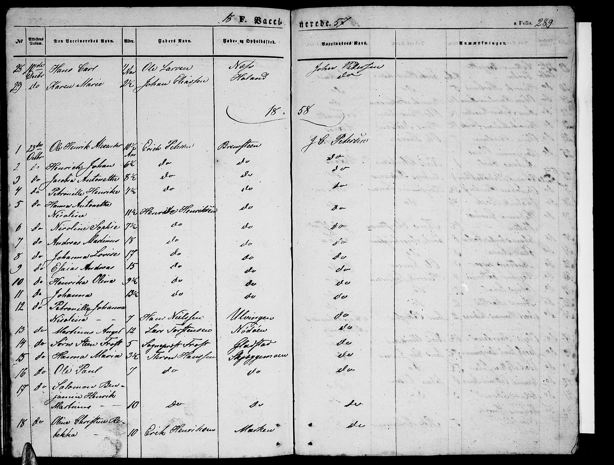 Ministerialprotokoller, klokkerbøker og fødselsregistre - Nordland, SAT/A-1459/816/L0251: Parish register (copy) no. 816C01, 1852-1870, p. 289