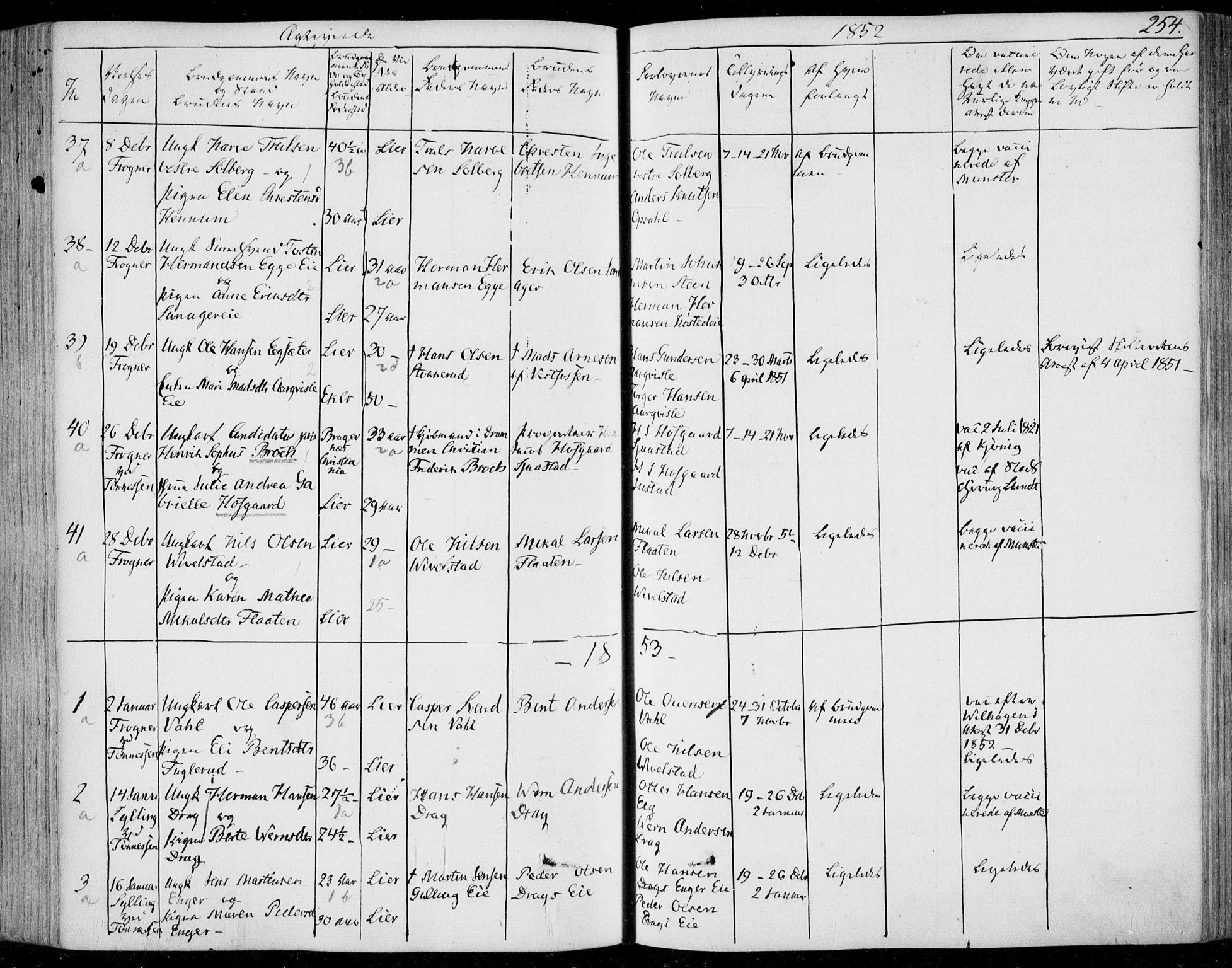 Lier kirkebøker, SAKO/A-230/F/Fa/L0011: Parish register (official) no. I 11, 1843-1854, p. 254