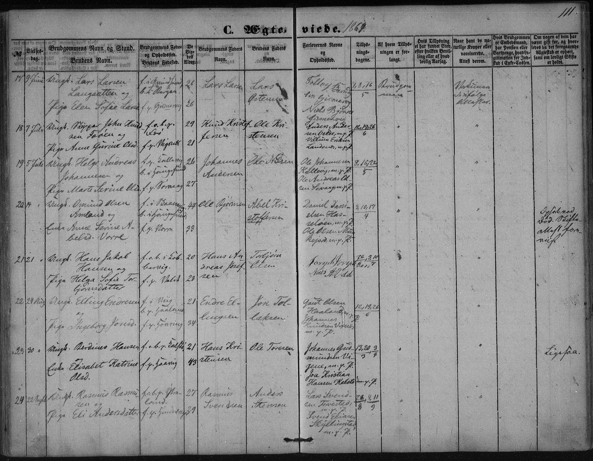 Avaldsnes sokneprestkontor, AV/SAST-A -101851/H/Ha/Haa/L0009: Parish register (official) no. A 9, 1853-1865, p. 111