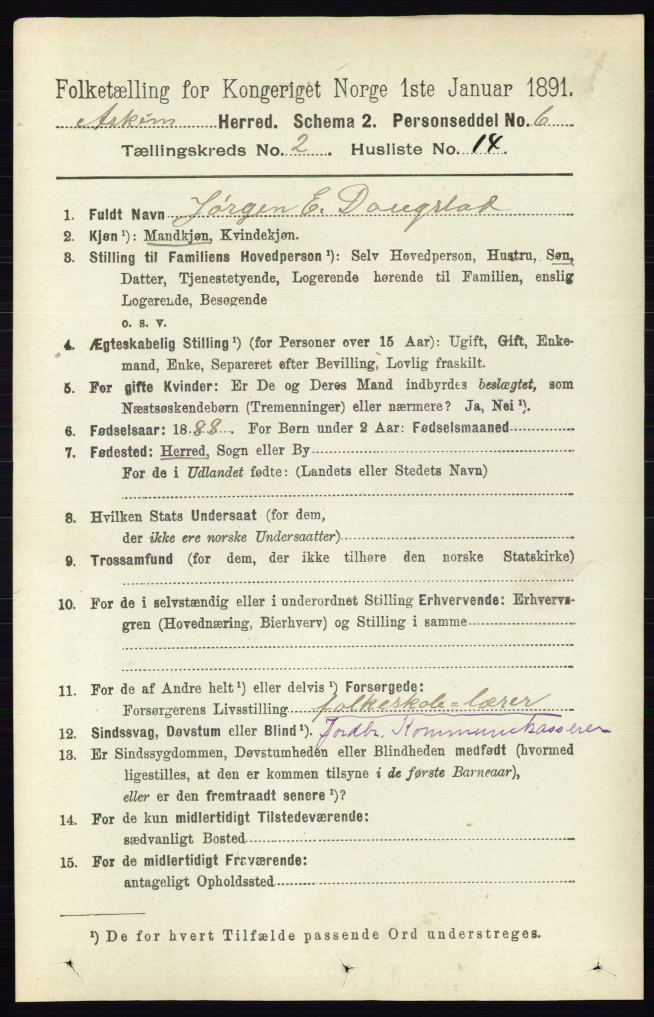 RA, 1891 census for 0124 Askim, 1891, p. 328