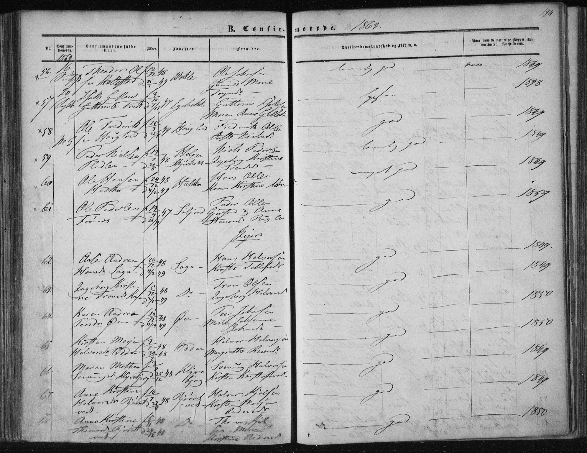 Solum kirkebøker, AV/SAKO-A-306/F/Fa/L0007: Parish register (official) no. I 7, 1856-1864, p. 194