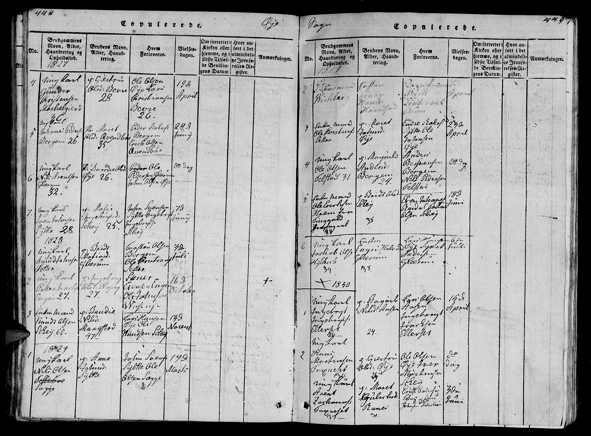 Ministerialprotokoller, klokkerbøker og fødselsregistre - Møre og Romsdal, AV/SAT-A-1454/595/L1050: Parish register (copy) no. 595C02, 1819-1834, p. 448-449