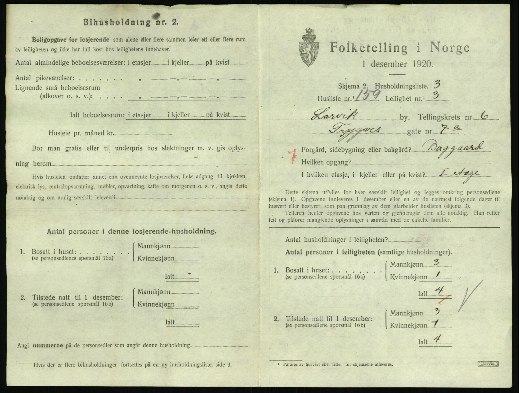 SAKO, 1920 census for Larvik, 1920, p. 5980