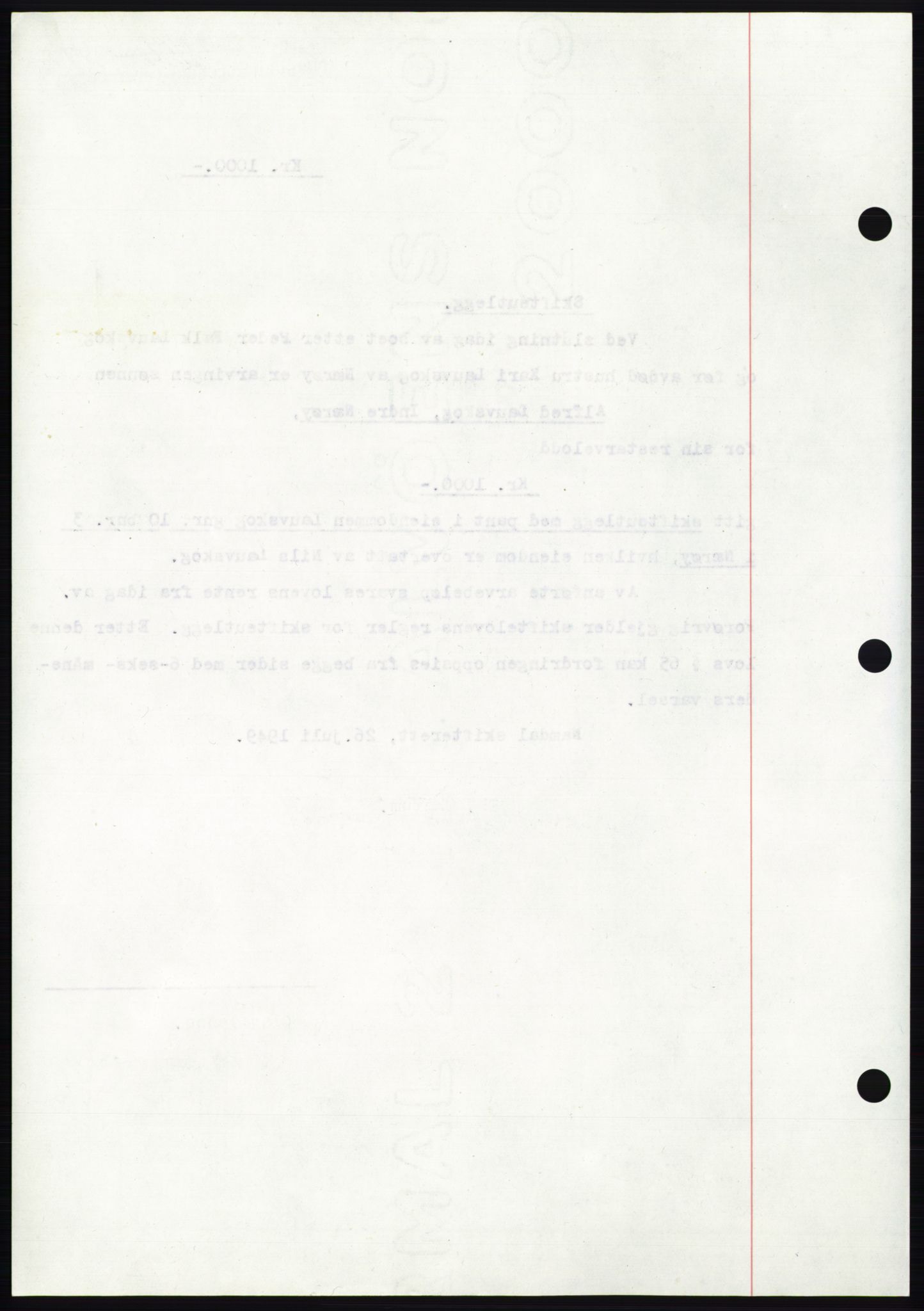 Namdal sorenskriveri, AV/SAT-A-4133/1/2/2C: Mortgage book no. -, 1949-1949, Diary no: : 1749/1949