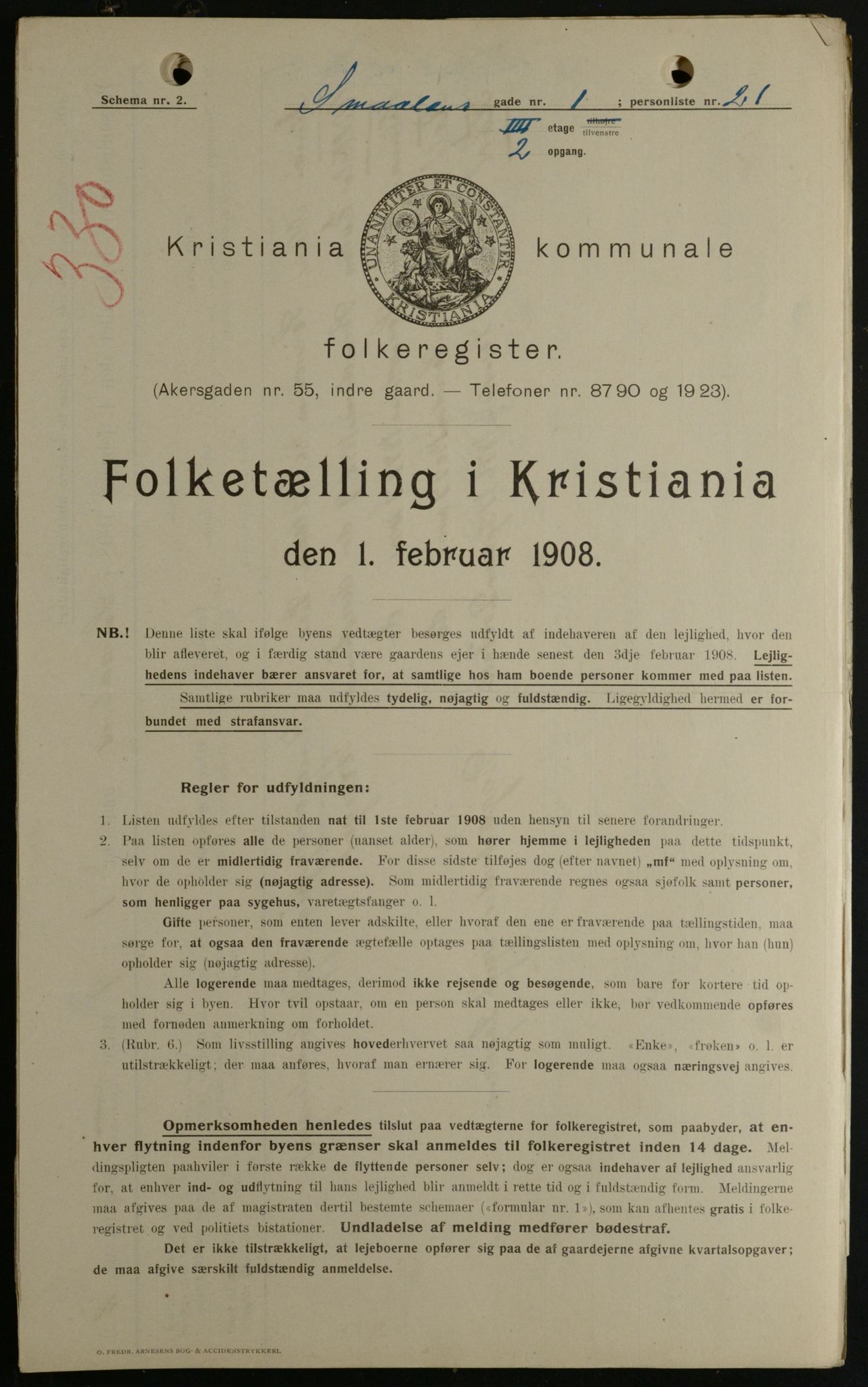 OBA, Municipal Census 1908 for Kristiania, 1908, p. 87921