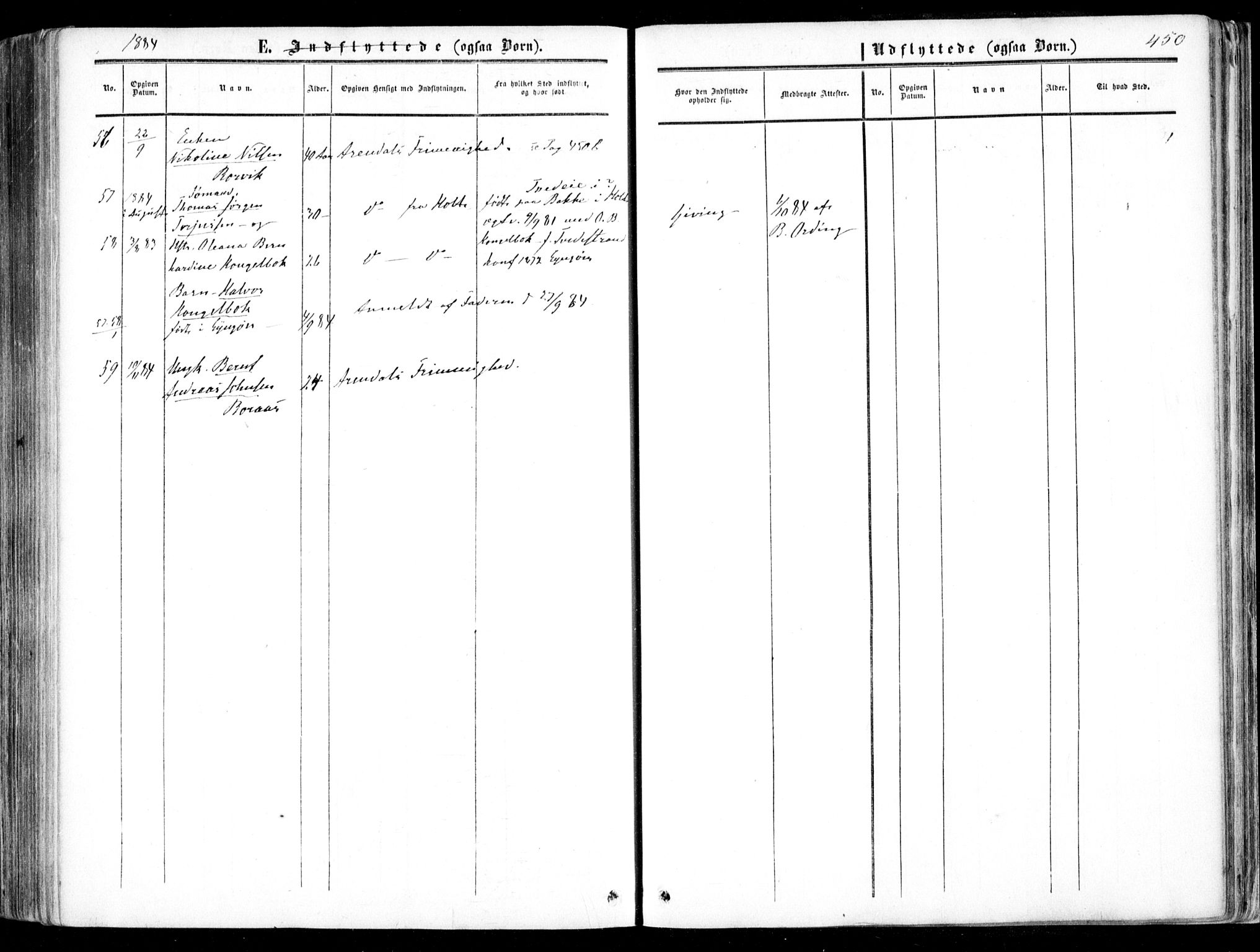 Dypvåg sokneprestkontor, SAK/1111-0007/F/Fa/Faa/L0006: Parish register (official) no. A 6, 1855-1872, p. 450