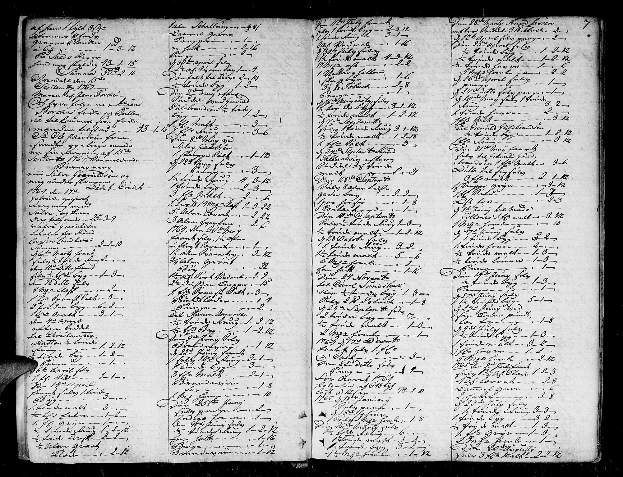 Nedenes sorenskriveri før 1824, AV/SAK-1221-0007/H/Hc/L0033: Skifteprotokoll med register nr 22a, 1767-1772, p. 6b-7a