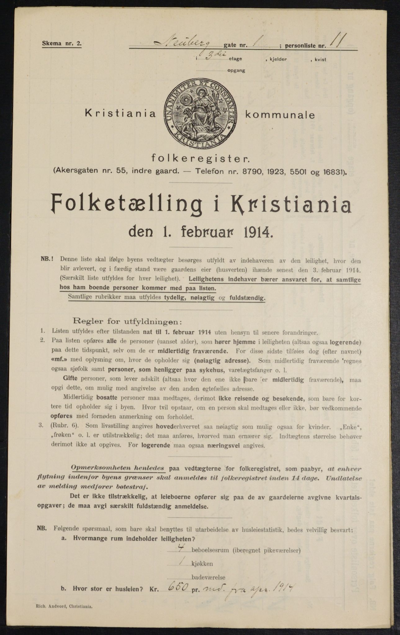 OBA, Municipal Census 1914 for Kristiania, 1914, p. 69646