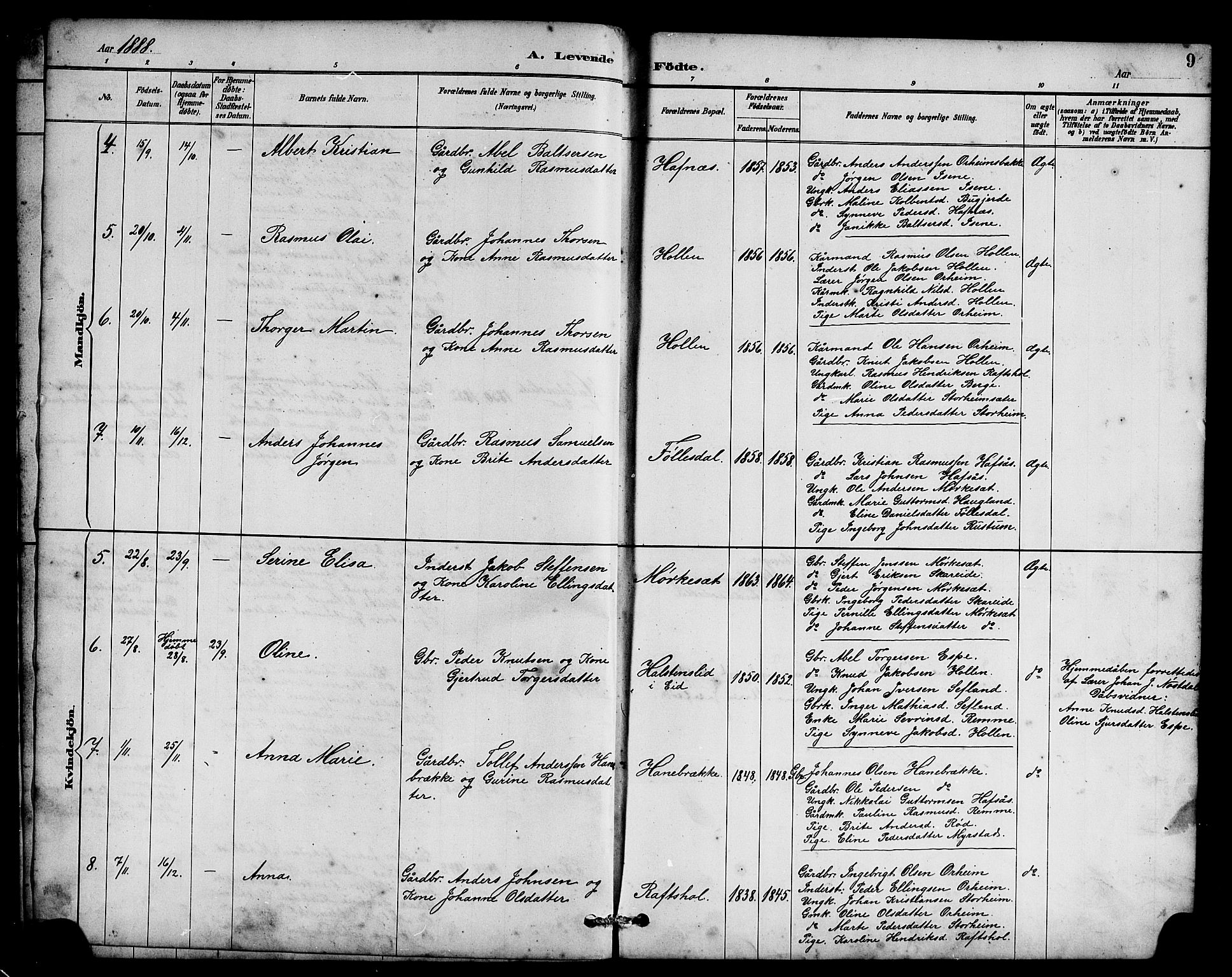 Eid sokneprestembete, AV/SAB-A-82301/H/Hab/Habc/L0002: Parish register (copy) no. C 2, 1887-1906, p. 9