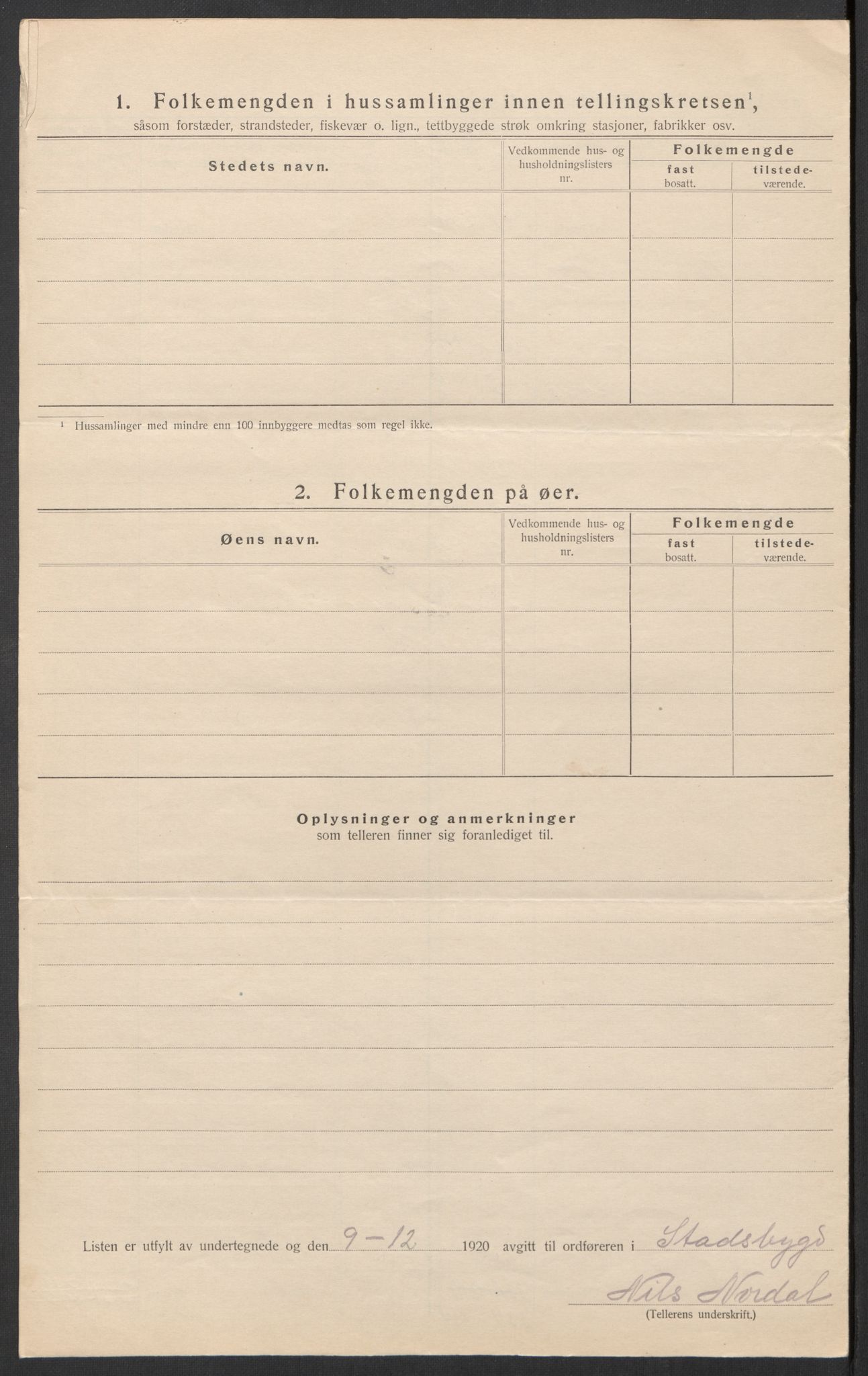 SAT, 1920 census for Stadsbygd, 1920, p. 17