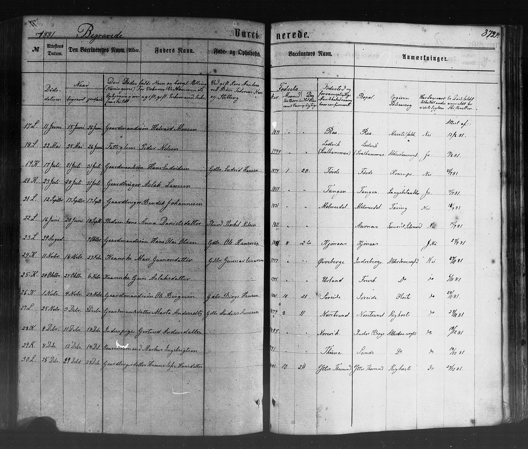 Lavik sokneprestembete, SAB/A-80901: Parish register (official) no. A 4, 1864-1881, p. 372