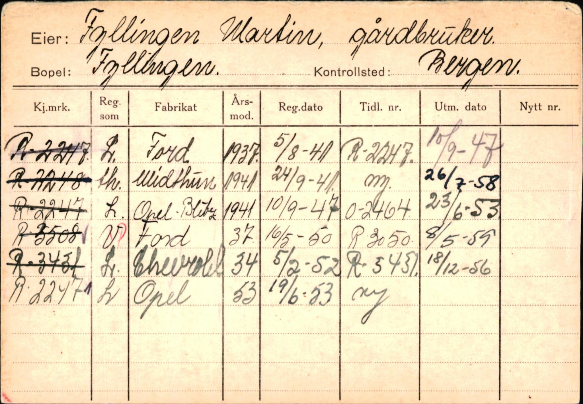 Statens vegvesen, Hordaland vegkontor, AV/SAB-A-5201/2/Ha/L0015: R-eierkort F-G, 1920-1971, p. 88