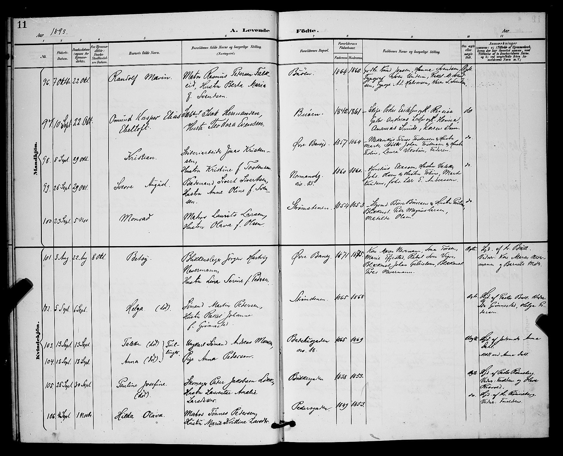 St. Johannes sokneprestkontor, AV/SAST-A-101814/001/30/30BB/L0003: Parish register (copy) no. B 3, 1893-1900, p. 11