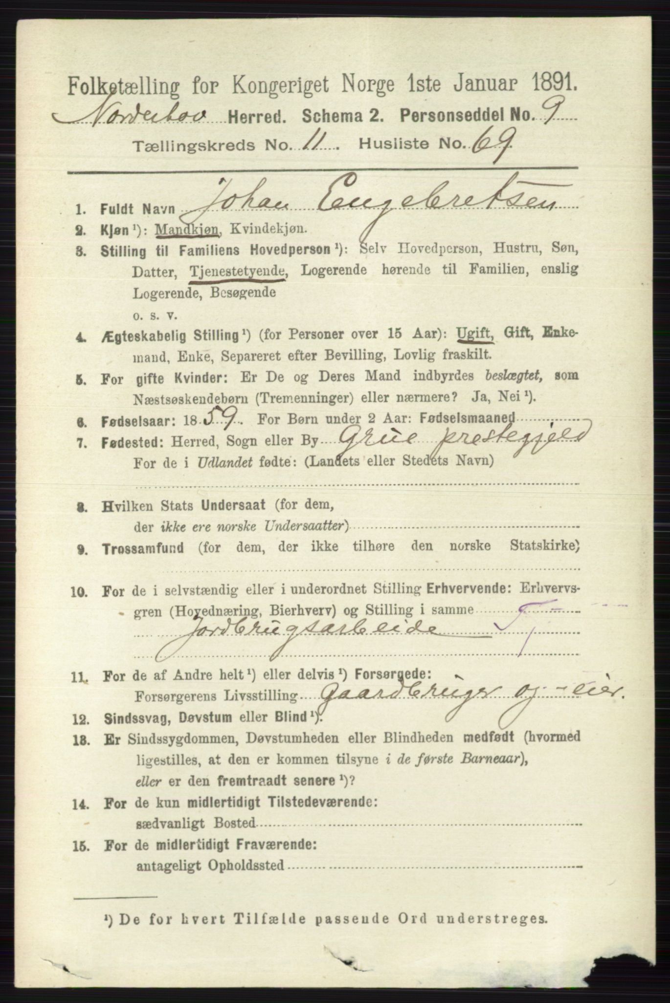 RA, 1891 census for 0613 Norderhov, 1891, p. 8485