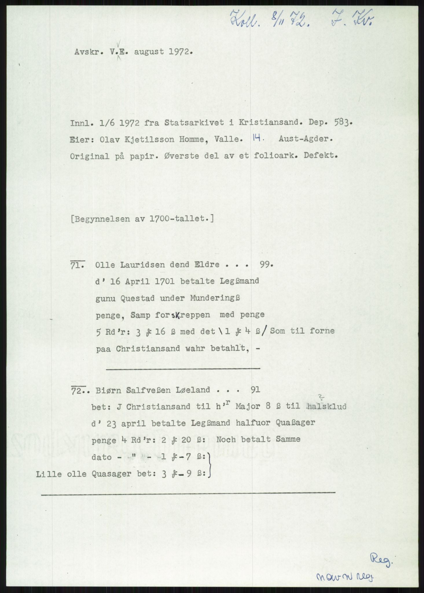 Samlinger til kildeutgivelse, Diplomavskriftsamlingen, AV/RA-EA-4053/H/Ha, p. 2519