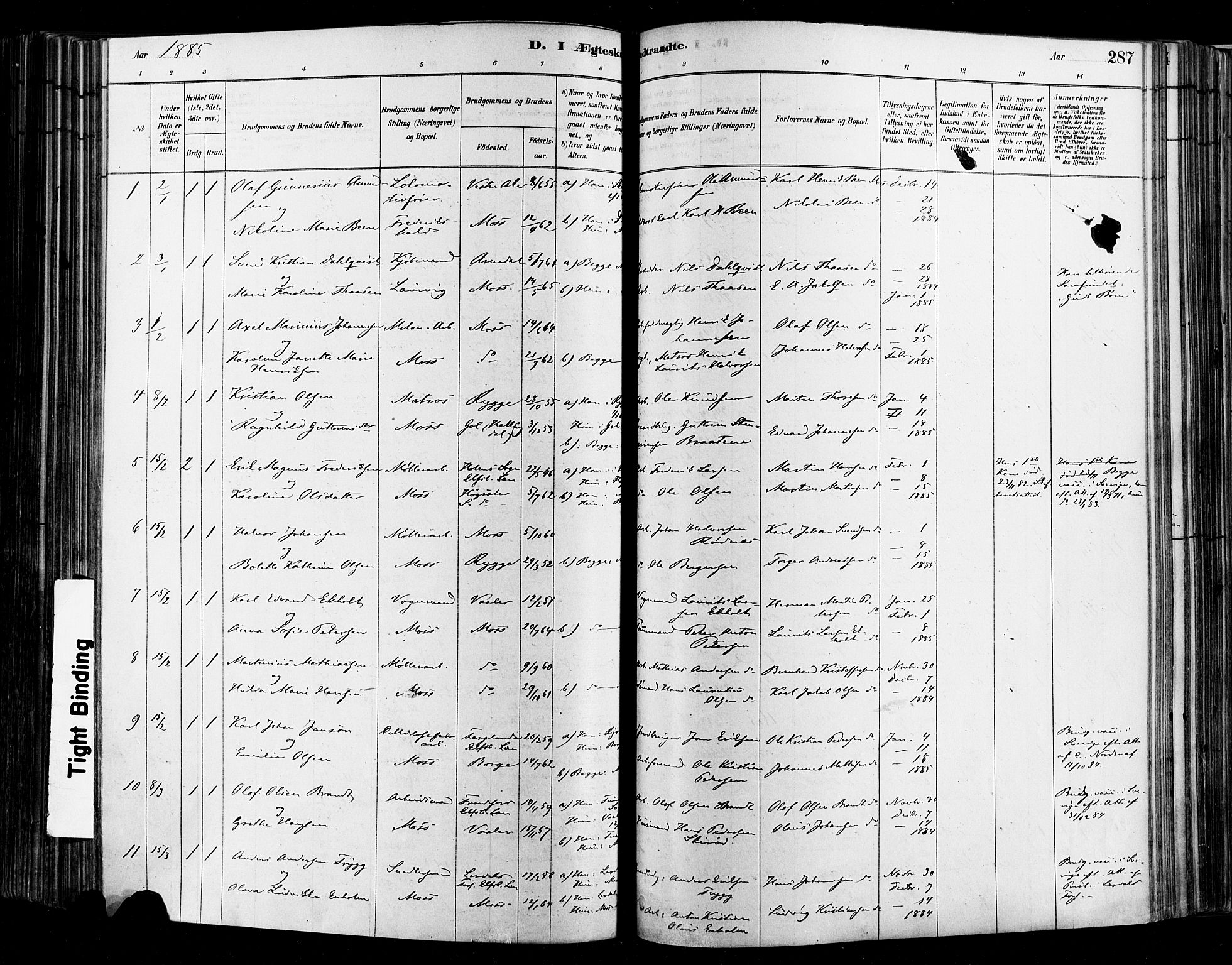 Moss prestekontor Kirkebøker, SAO/A-2003/F/Fb/L0001: Parish register (official) no. II 1, 1878-1886, p. 287