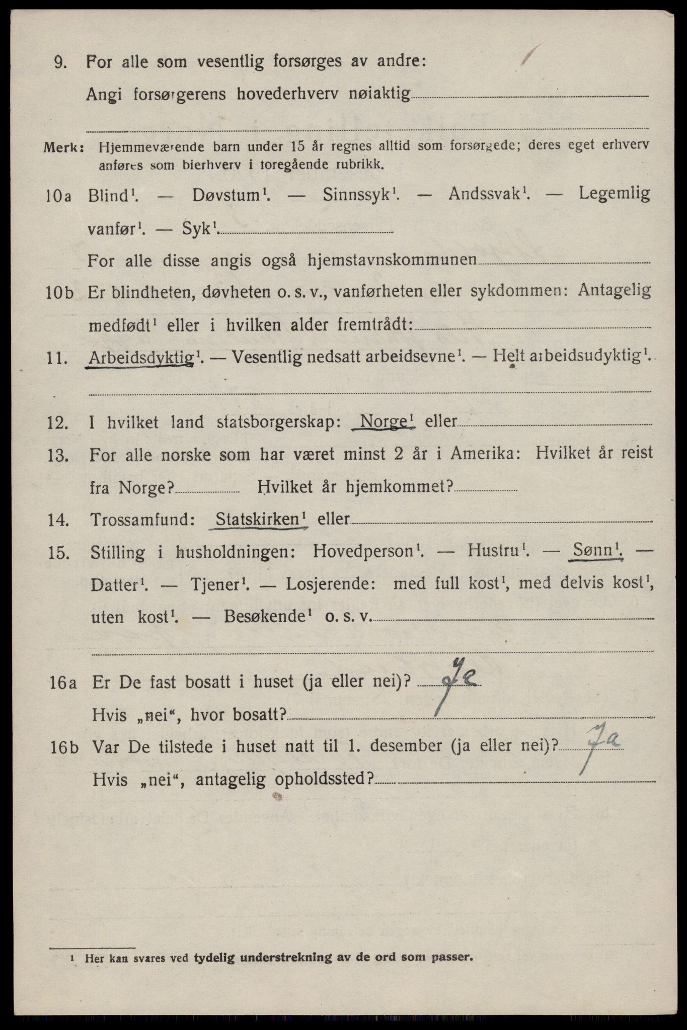 SAST, 1920 census for Skjold, 1920, p. 3899