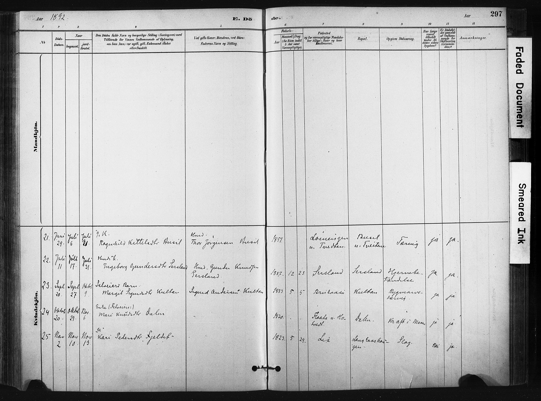 Bø kirkebøker, SAKO/A-257/F/Fa/L0010: Parish register (official) no. 10, 1880-1892, p. 297