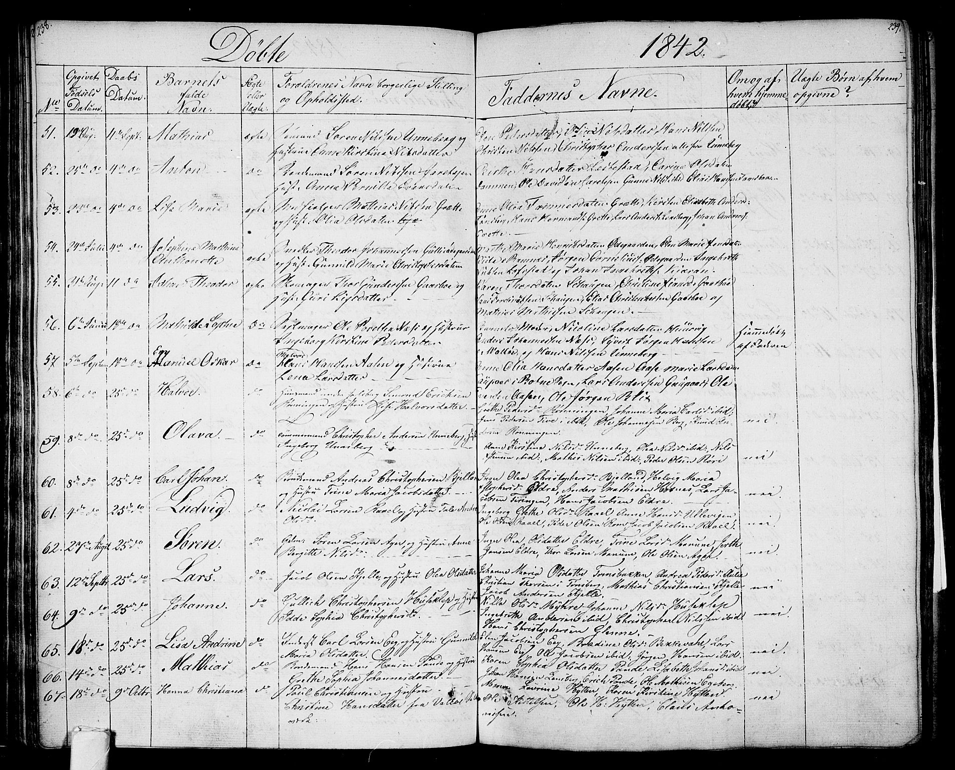 Sem kirkebøker, SAKO/A-5/F/Fa/L0005: Parish register (official) no. I 5, 1825-1842, p. 238-239