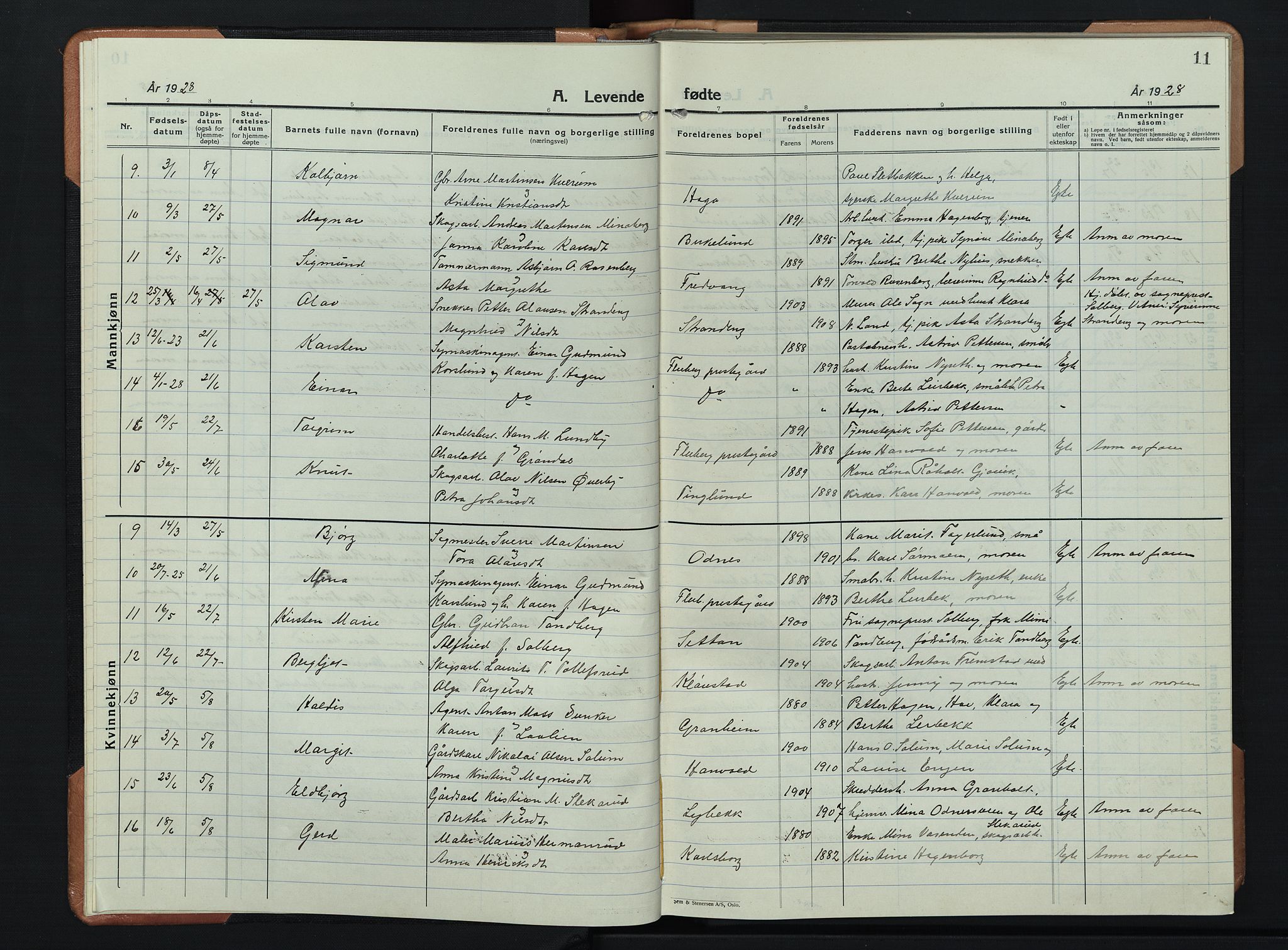 Søndre Land prestekontor, AV/SAH-PREST-122/L/L0008: Parish register (copy) no. 8, 1926-1950, p. 11