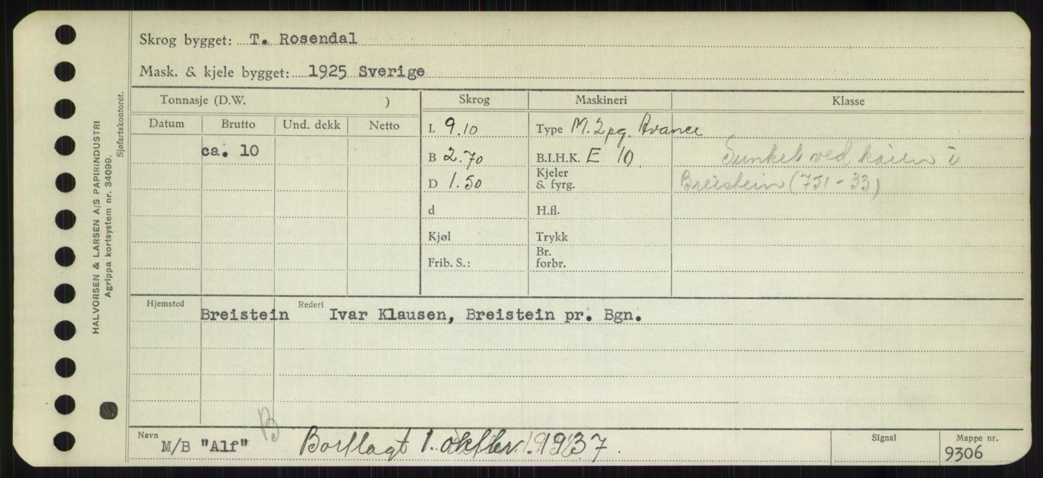 Sjøfartsdirektoratet med forløpere, Skipsmålingen, RA/S-1627/H/Hd/L0001: Fartøy, A-Anv, p. 305