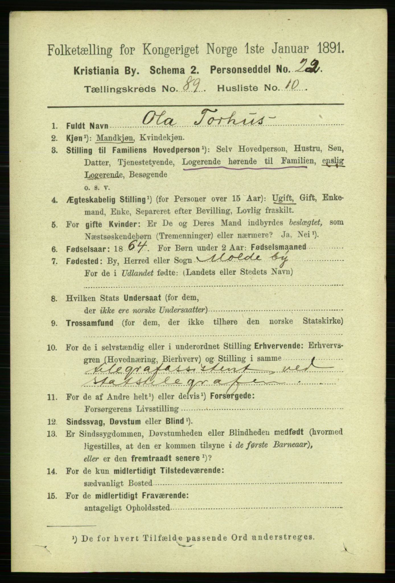 RA, 1891 census for 0301 Kristiania, 1891, p. 44324