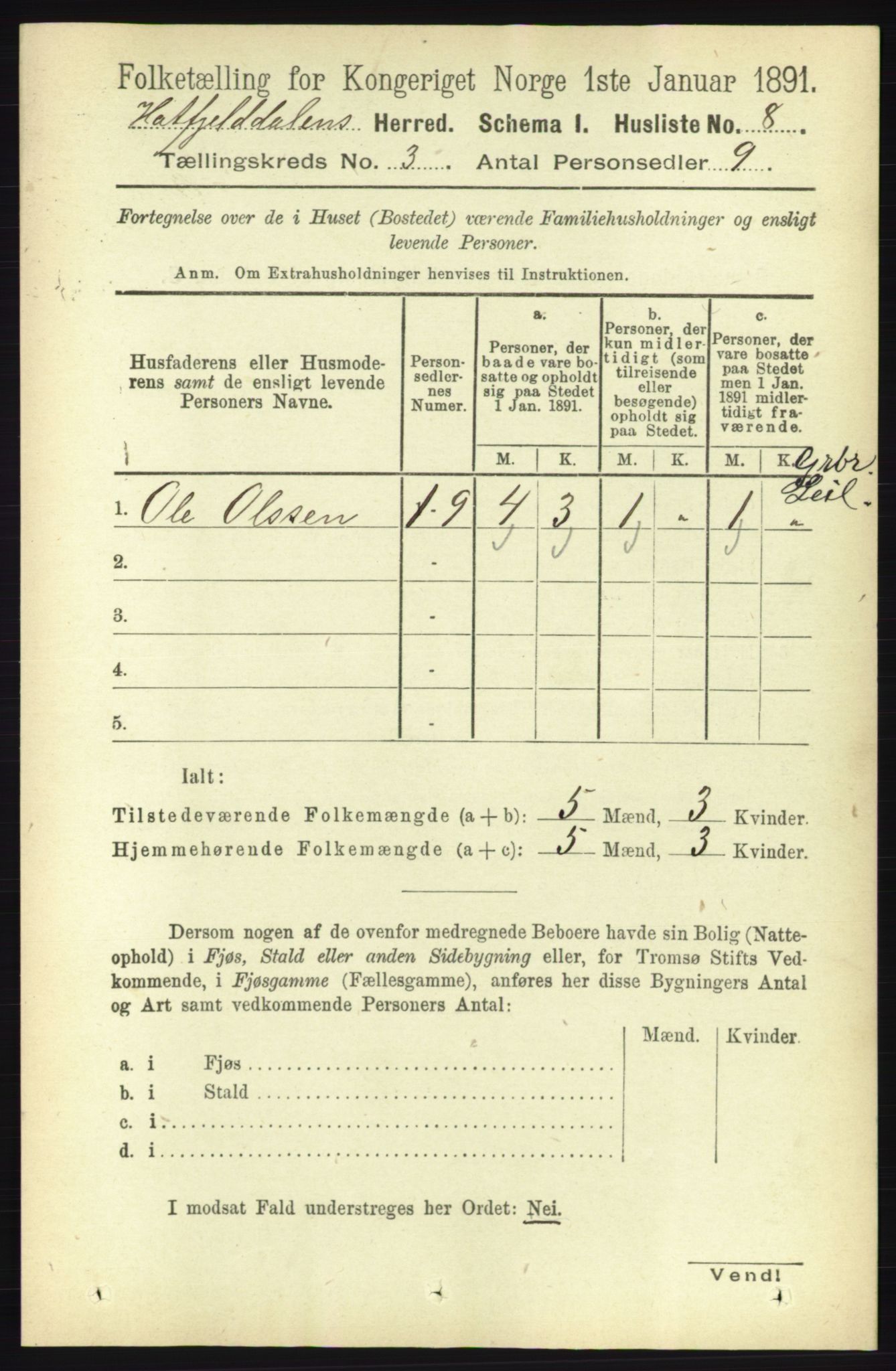 RA, 1891 census for 1826 Hattfjelldal, 1891, p. 605