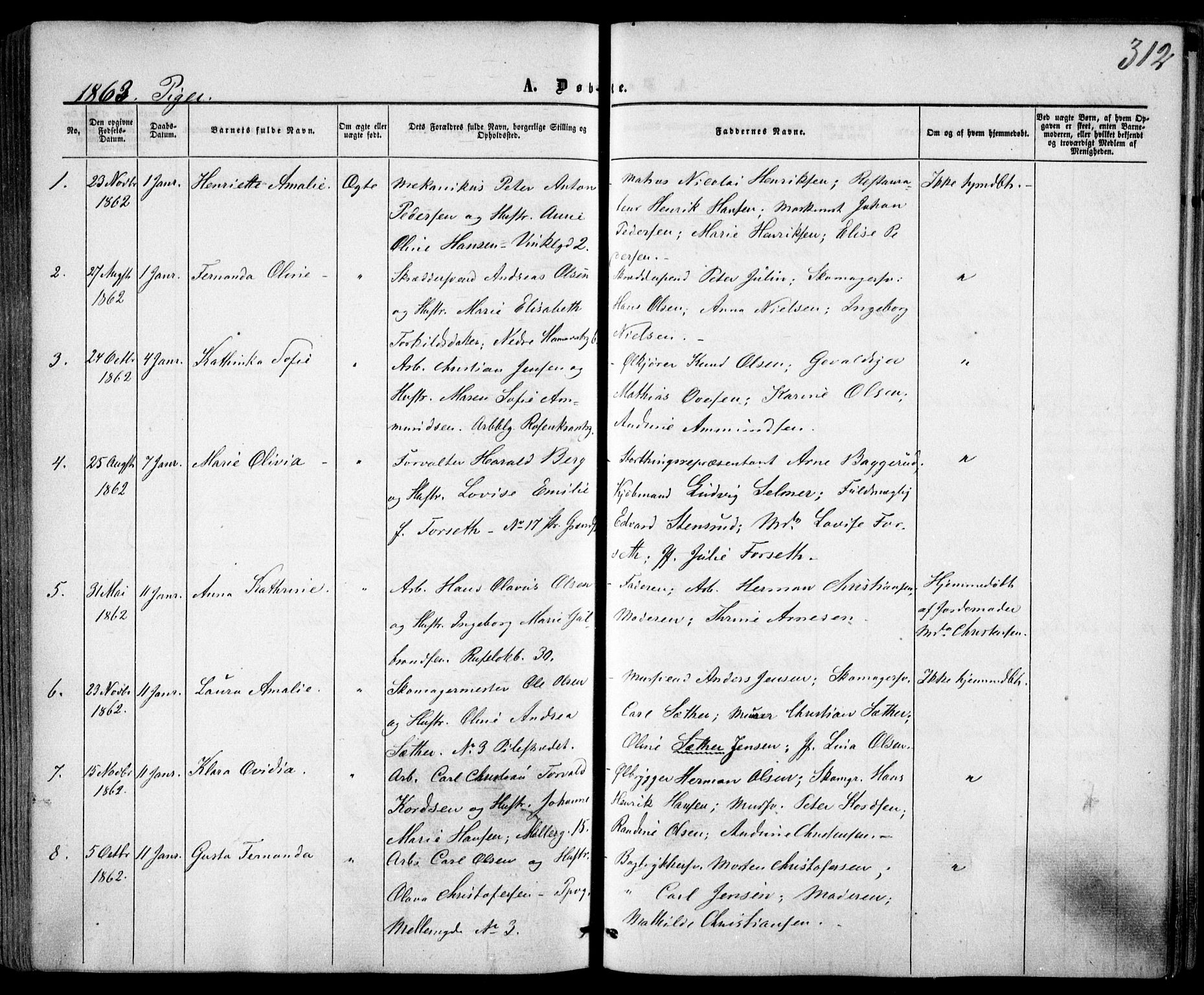 Trefoldighet prestekontor Kirkebøker, AV/SAO-A-10882/F/Fa/L0001: Parish register (official) no. I 1, 1858-1863, p. 312