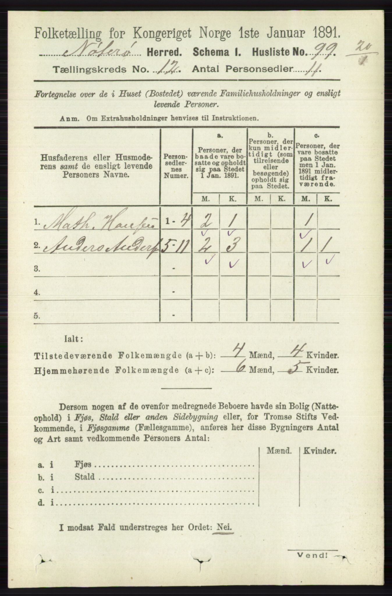 RA, 1891 census for 0722 Nøtterøy, 1891, p. 6376