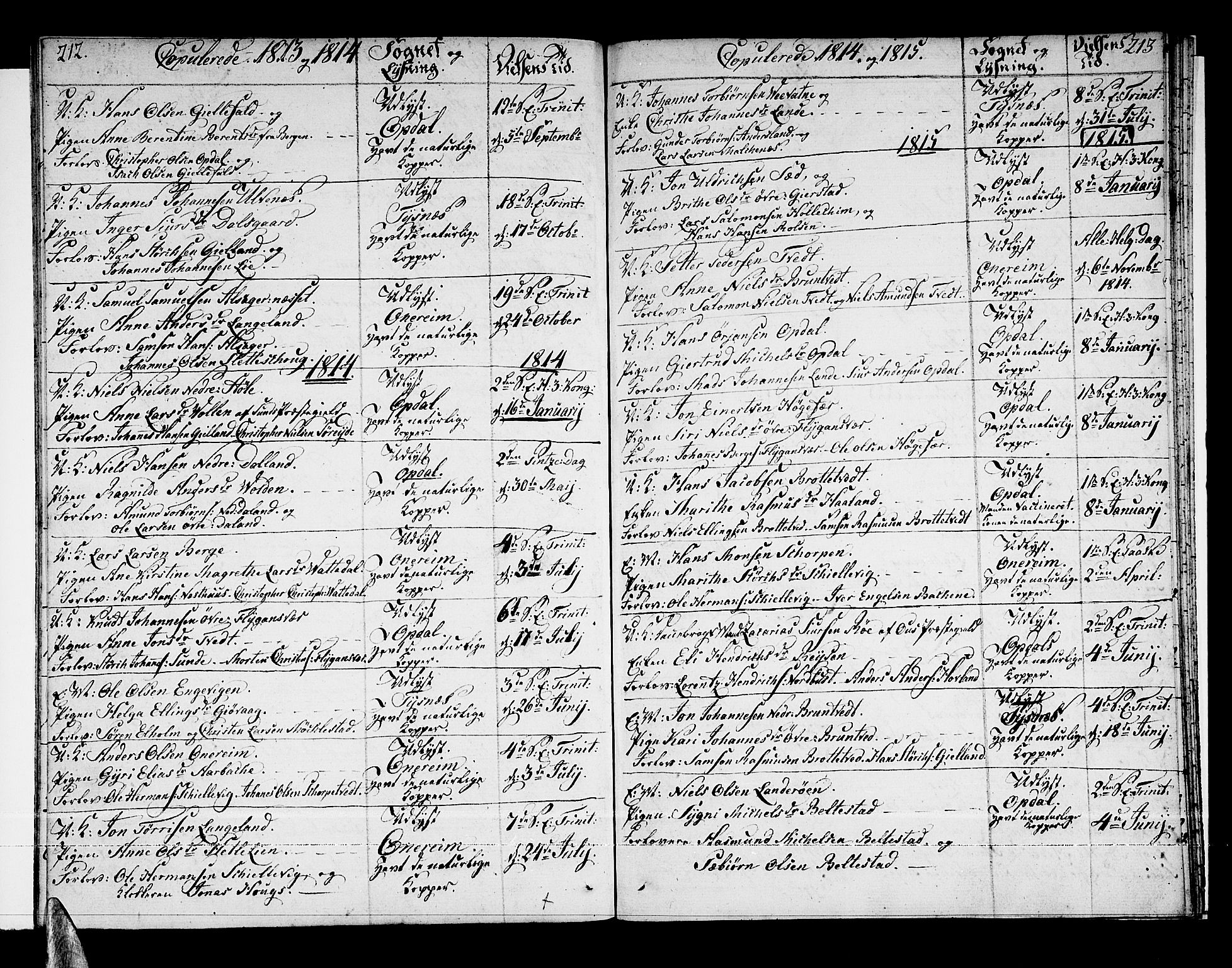 Tysnes sokneprestembete, SAB/A-78601/H/Haa: Parish register (official) no. A 6, 1804-1816, p. 212-213
