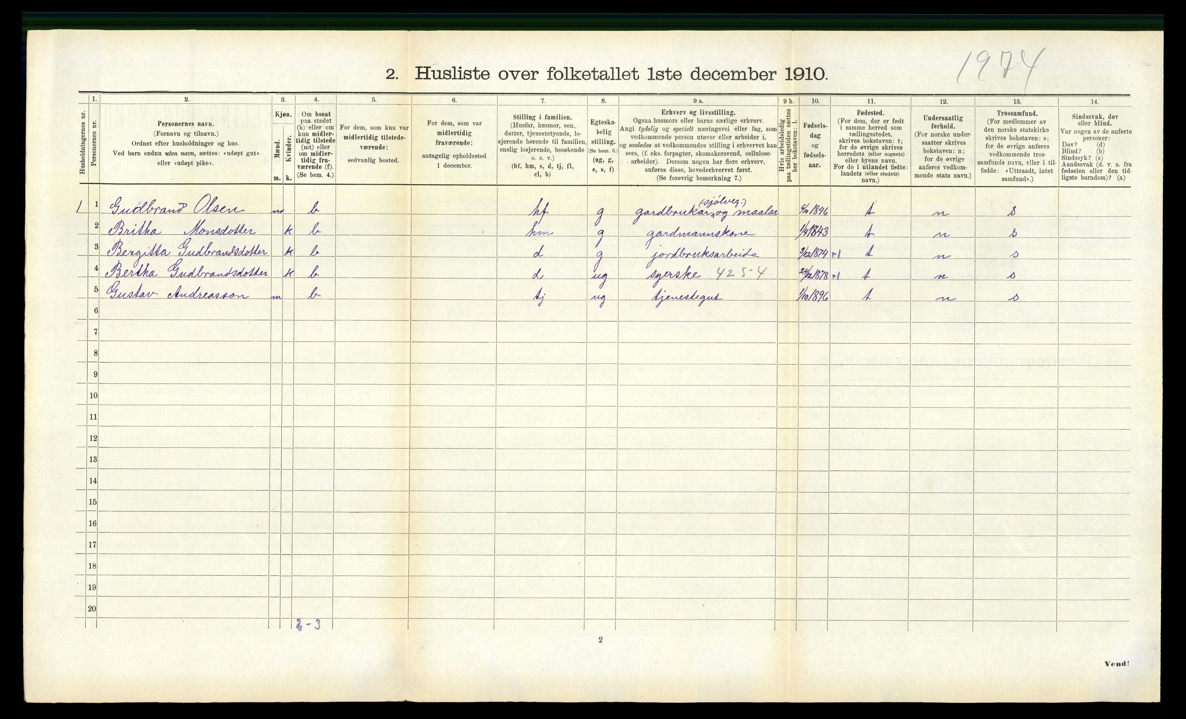 RA, 1910 census for Lavik, 1910, p. 214