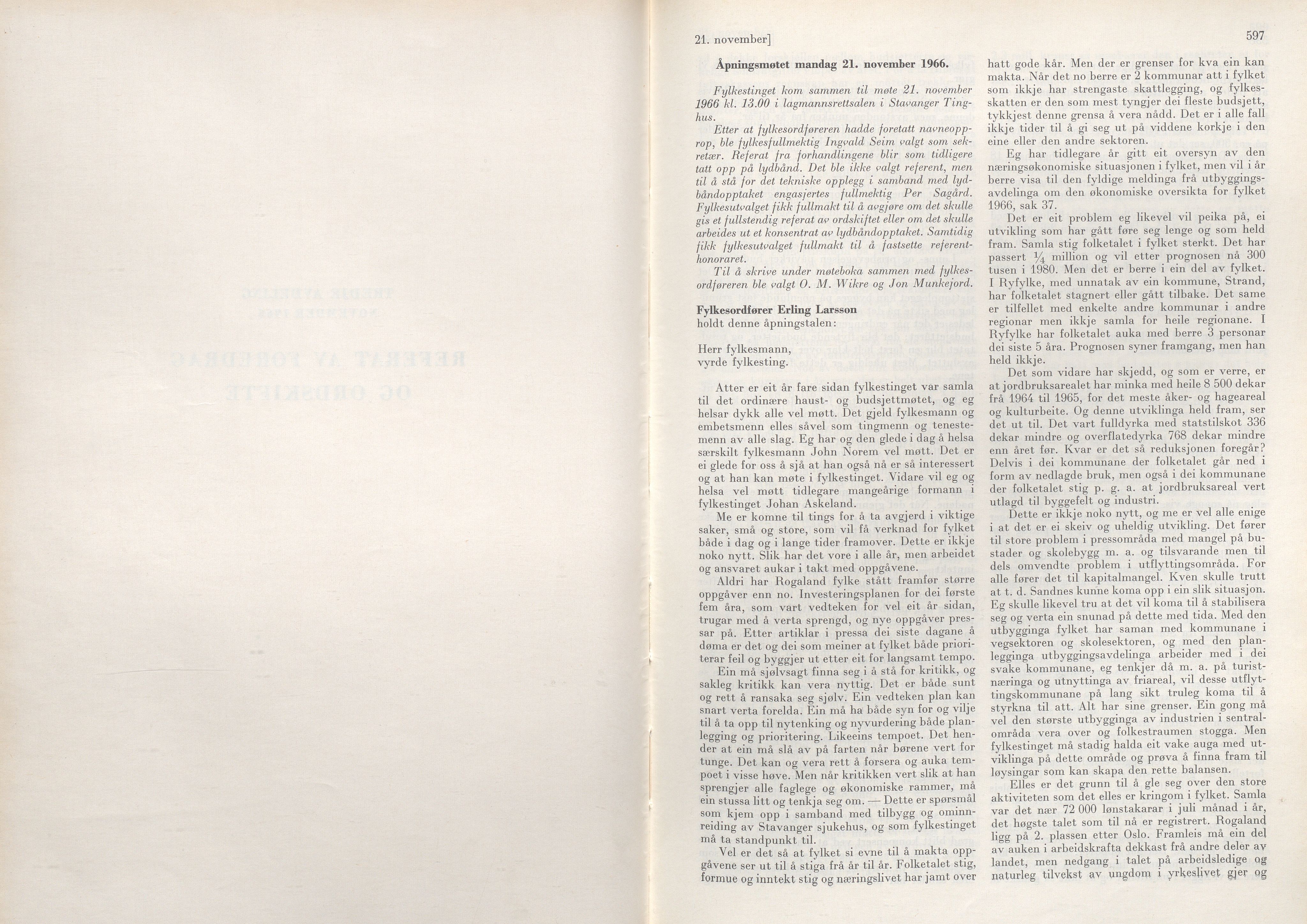 Rogaland fylkeskommune - Fylkesrådmannen , IKAR/A-900/A/Aa/Aaa/L0086: Møtebok , 1966, p. 597