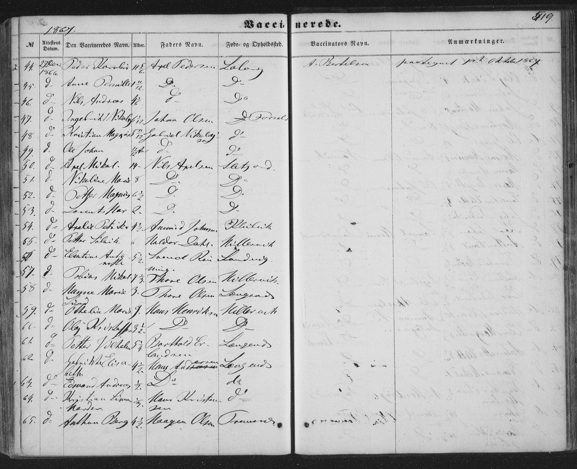 Ministerialprotokoller, klokkerbøker og fødselsregistre - Nordland, AV/SAT-A-1459/863/L0896: Parish register (official) no. 863A08, 1861-1871, p. 519