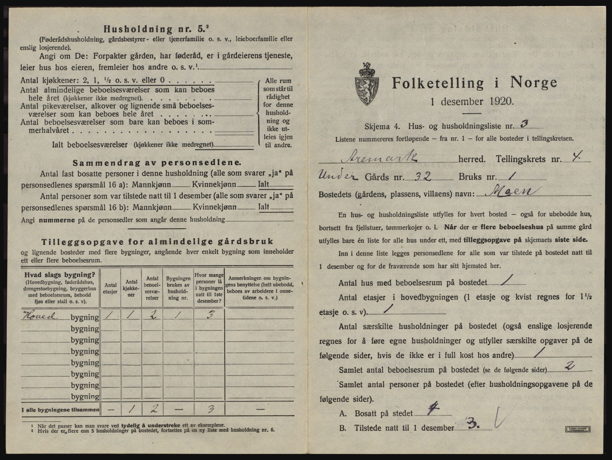 SAO, 1920 census for Aremark, 1920, p. 483