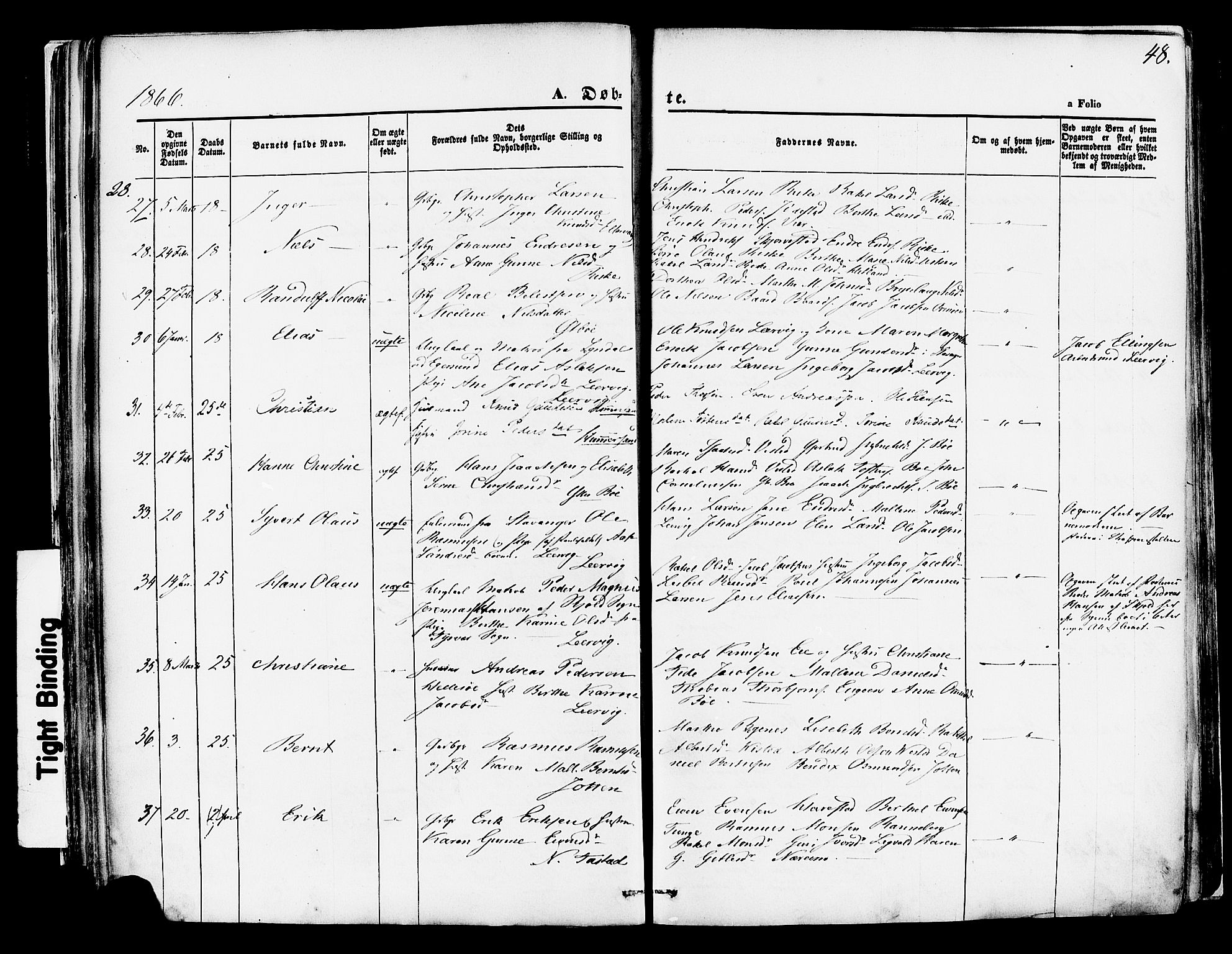 Hetland sokneprestkontor, AV/SAST-A-101826/30/30BA/L0003: Parish register (official) no. A 3, 1862-1876, p. 48