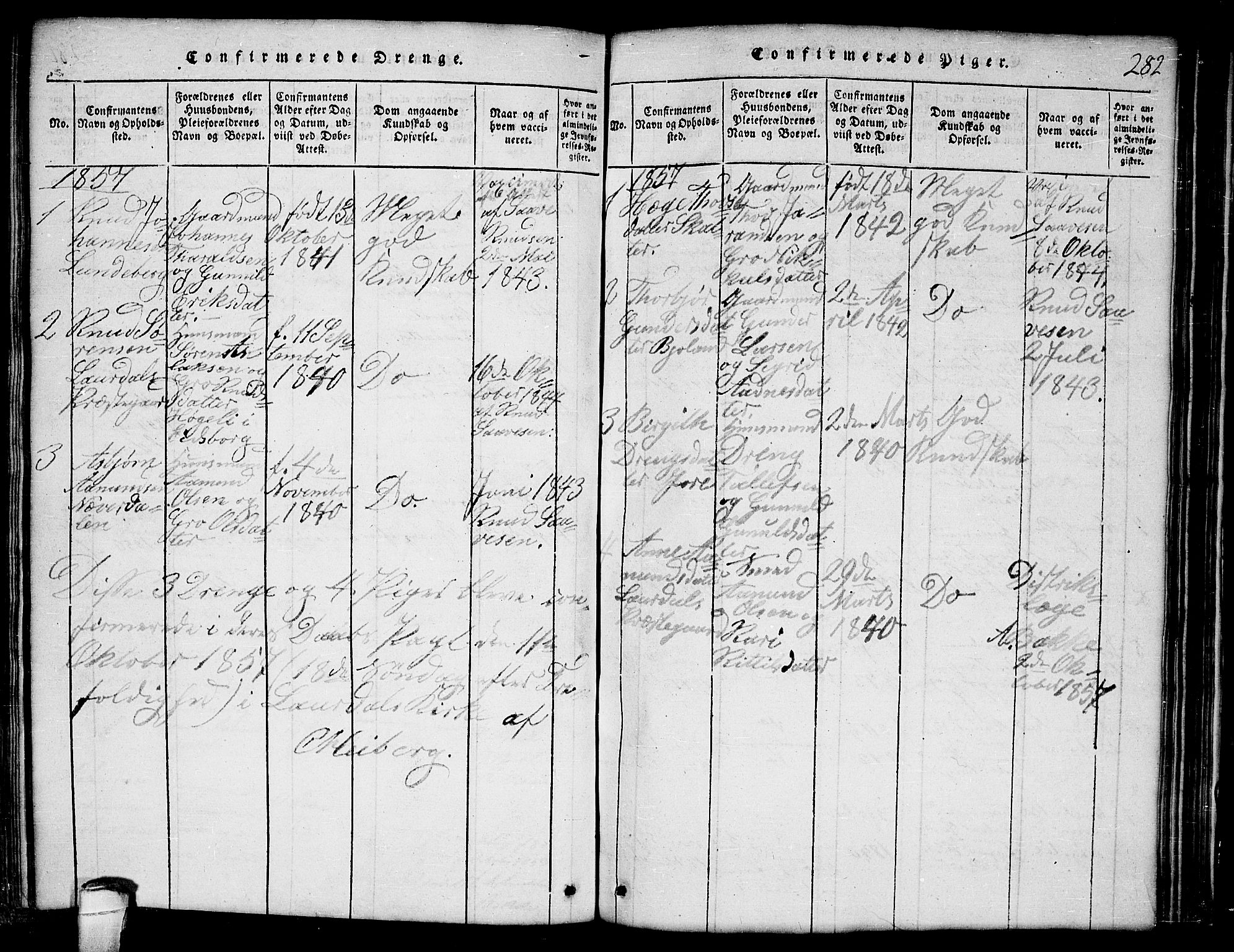 Lårdal kirkebøker, SAKO/A-284/G/Ga/L0001: Parish register (copy) no. I 1, 1815-1861, p. 282