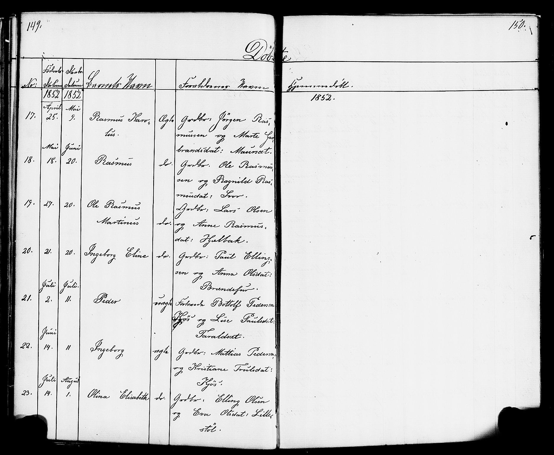 Hornindal sokneprestembete, AV/SAB-A-82401/H/Haa/Haaa/L0001: Parish register (official) no. A 1, 1837-1866, p. 150-151