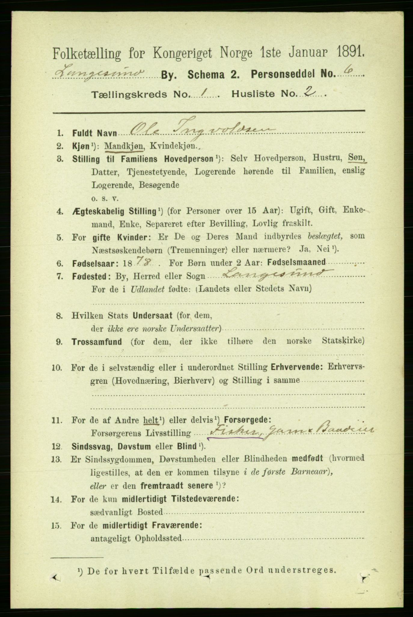 RA, 1891 census for 0802 Langesund, 1891, p. 514