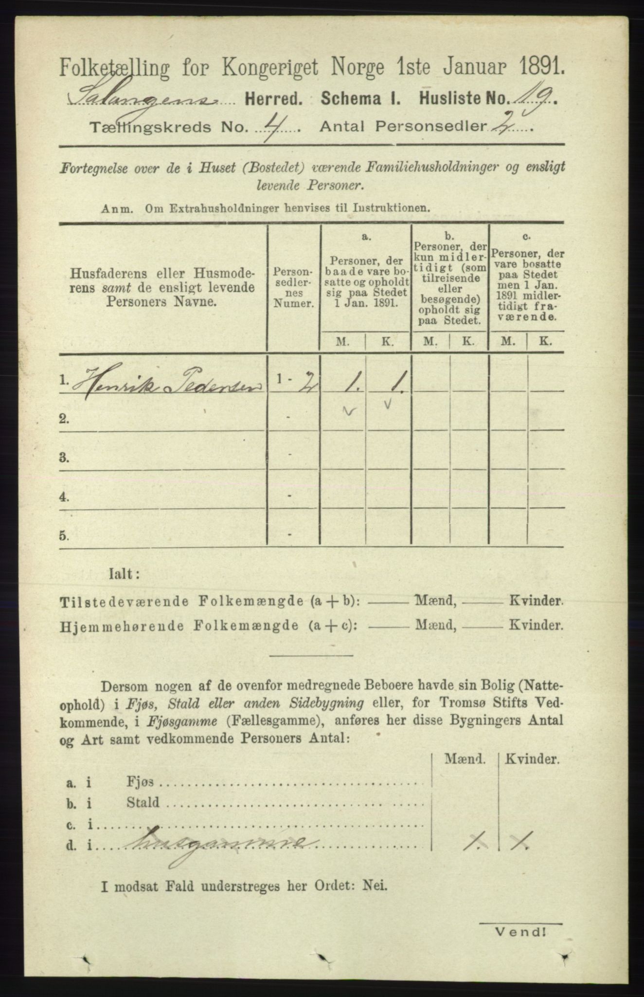 RA, 1891 census for 1921 Salangen, 1891, p. 1756