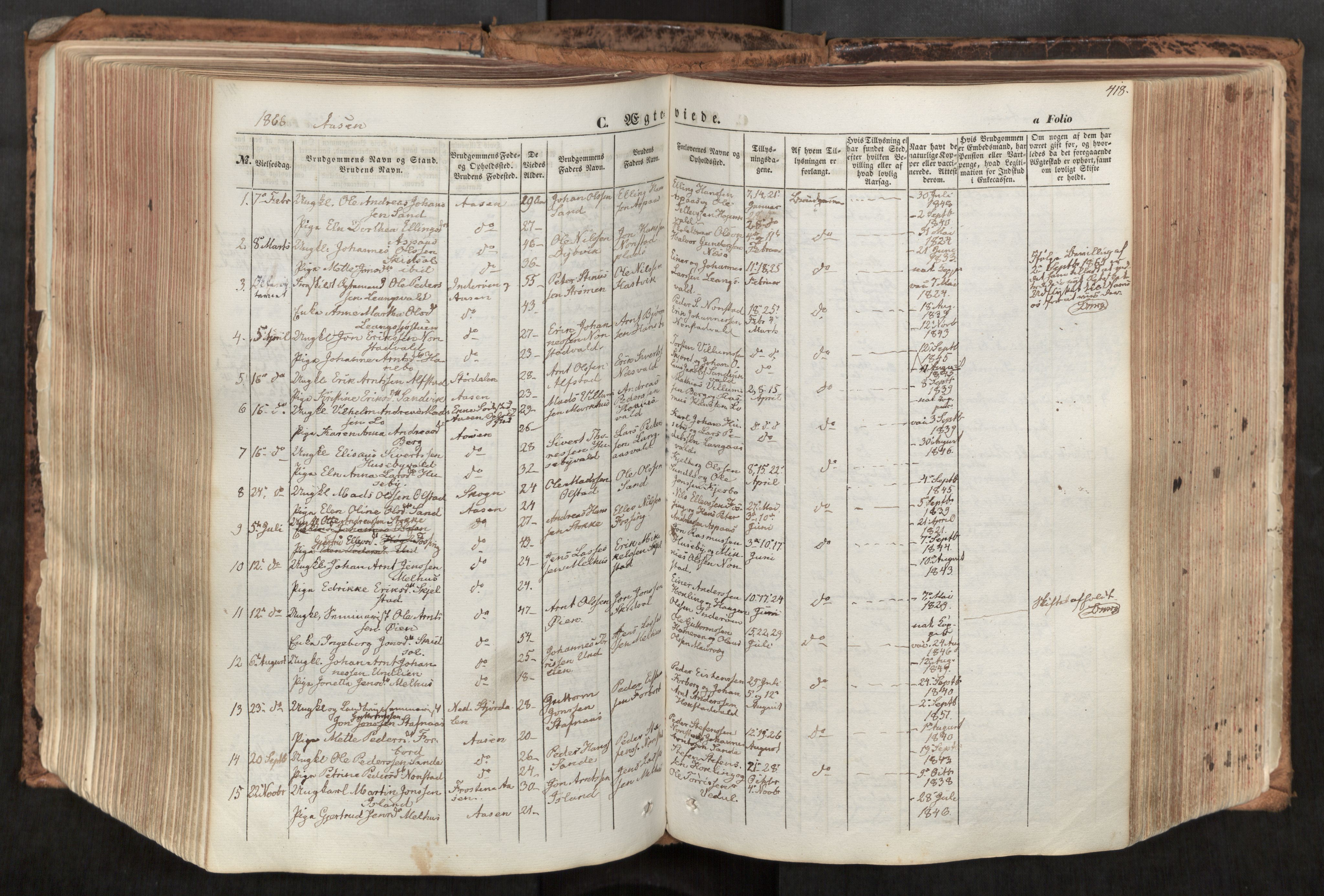 Ministerialprotokoller, klokkerbøker og fødselsregistre - Nord-Trøndelag, SAT/A-1458/713/L0116: Parish register (official) no. 713A07, 1850-1877, p. 418