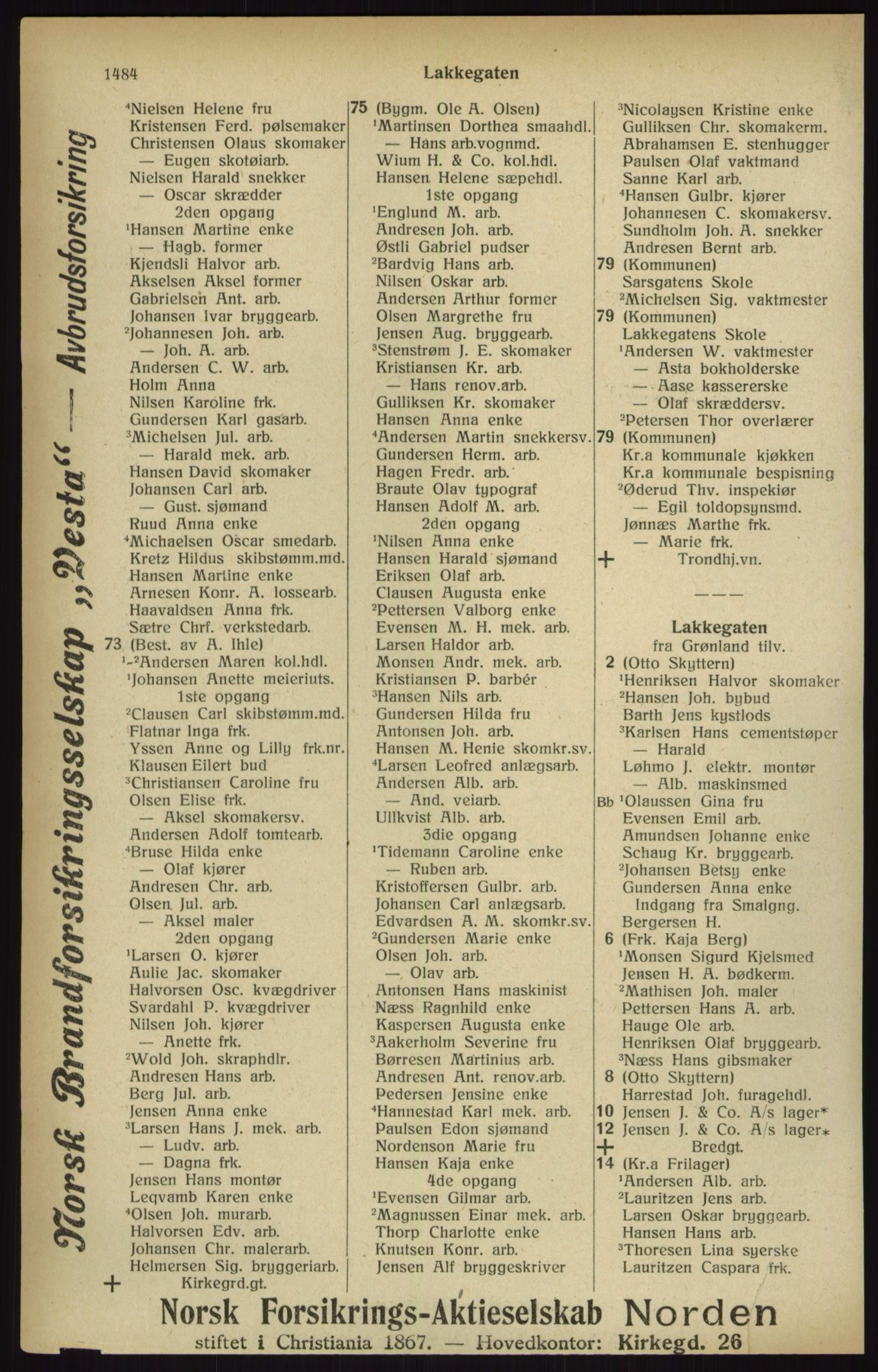 Kristiania/Oslo adressebok, PUBL/-, 1916, p. 1484
